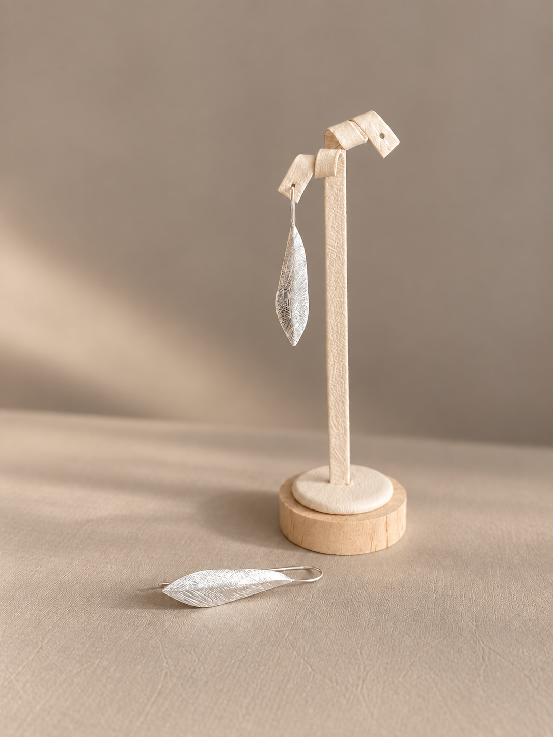 Silver Leaf Drop Earrings - AUB12