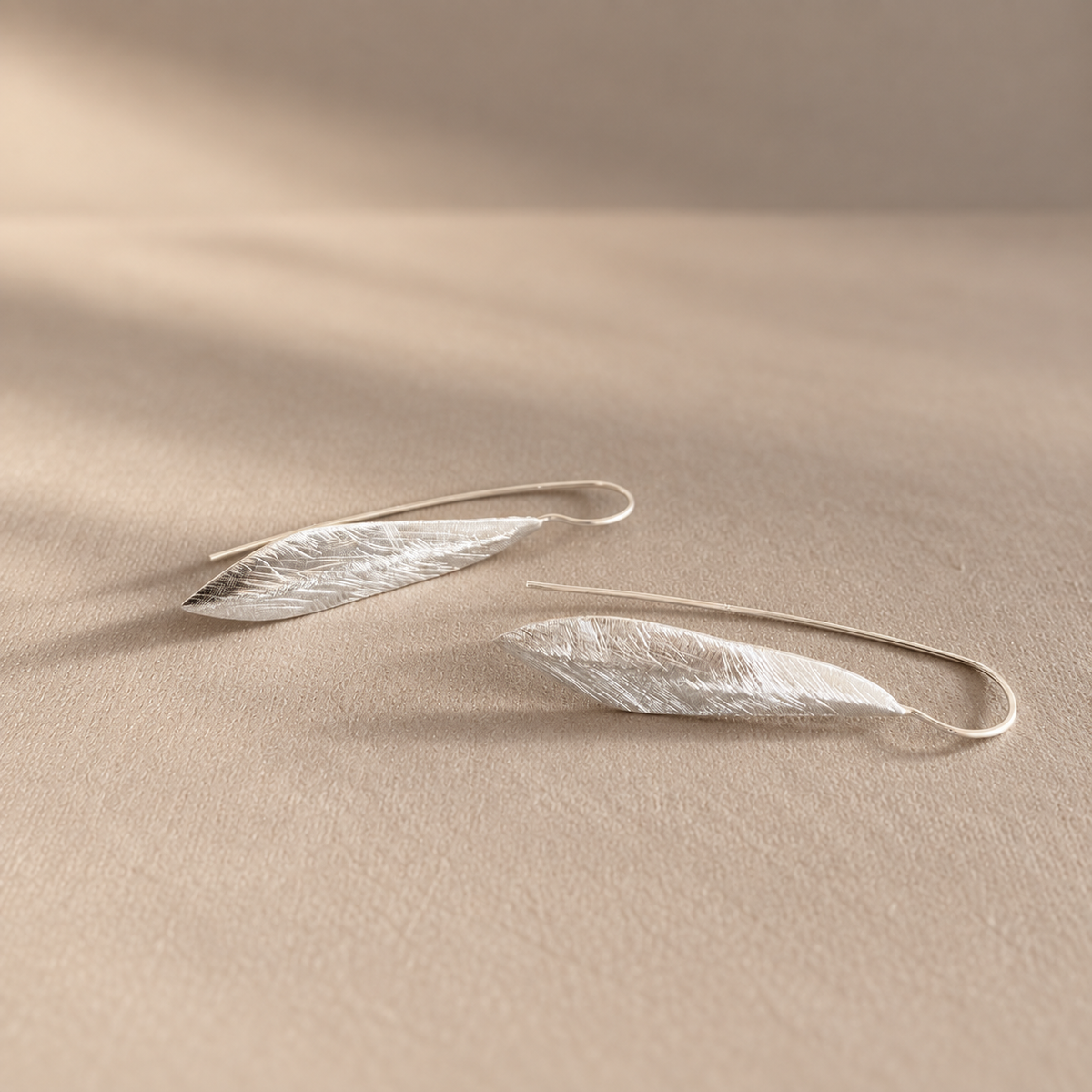 Silver Leaf Drop Earrings - AUB12