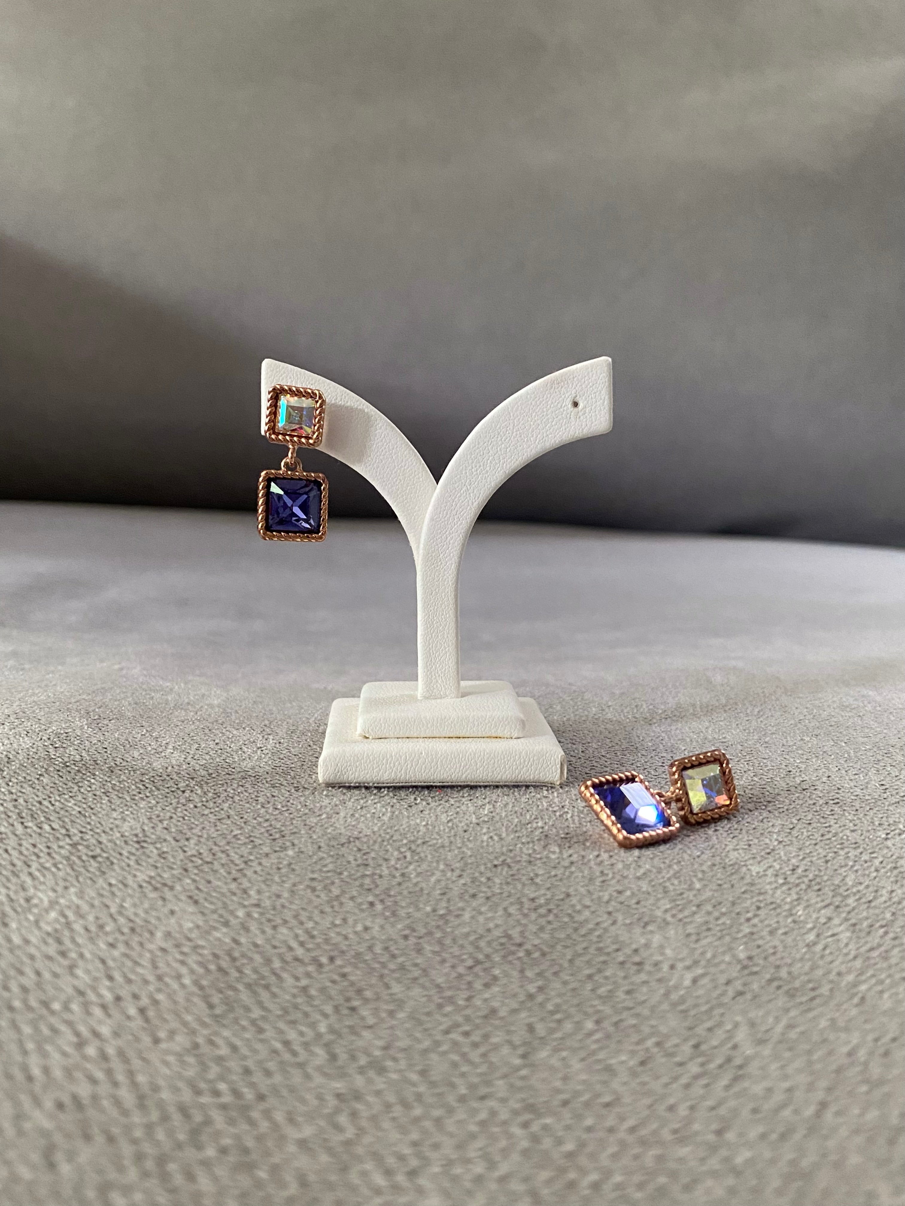 Swarovski Square Duo Drop Earrings