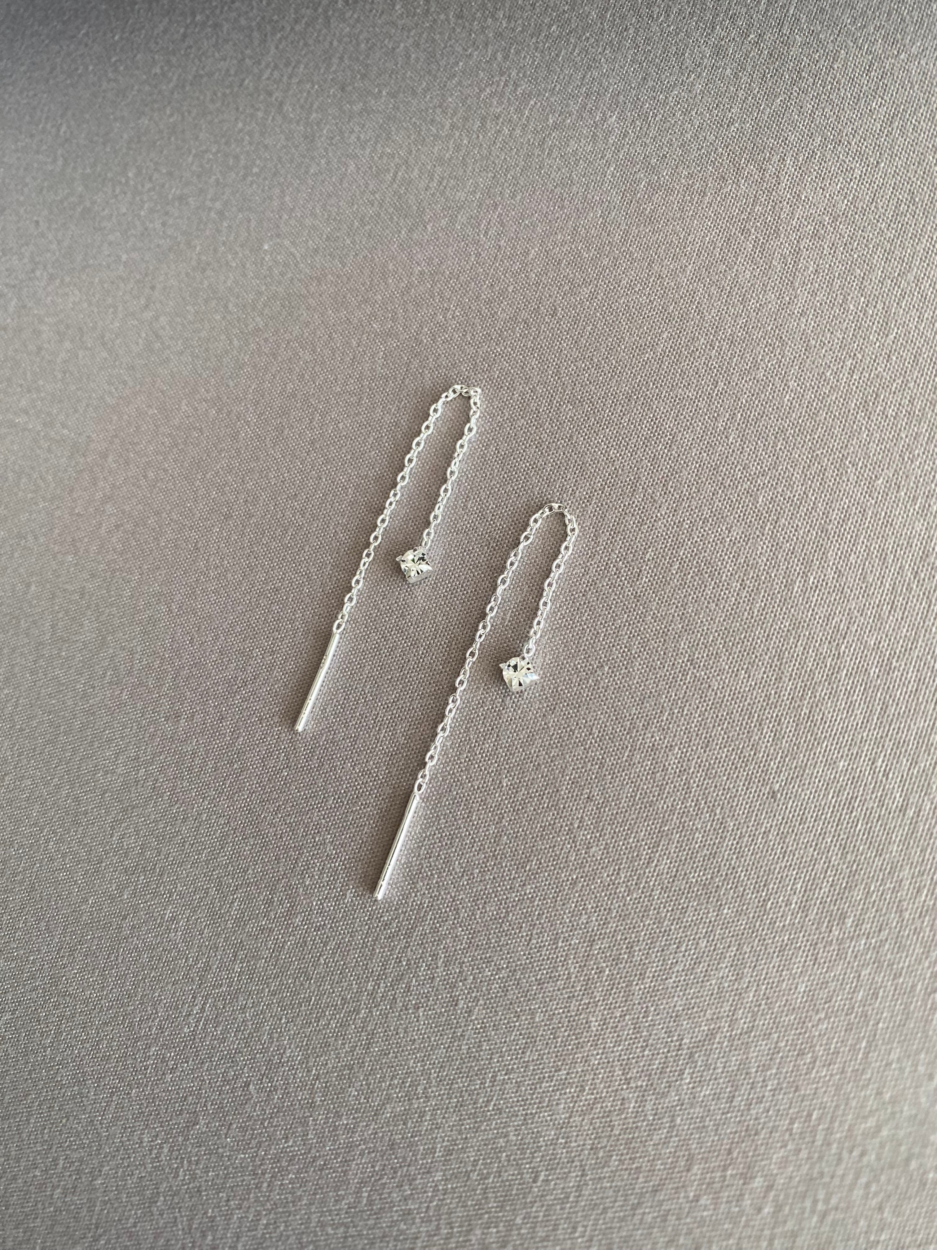 Cubic Zirconia Threader Earrings