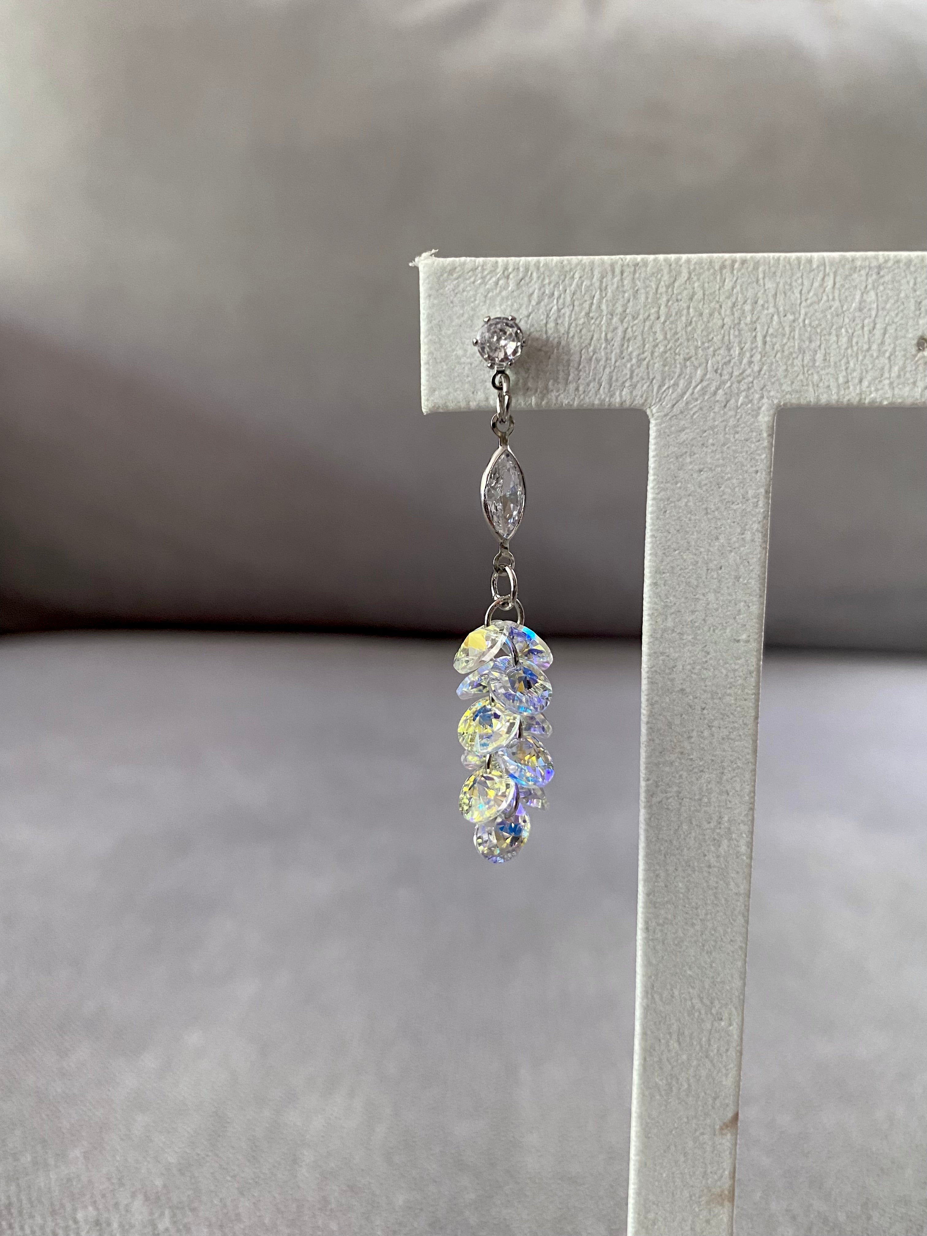 Swarovski Aurora Borealis Cluster Drop Earrings