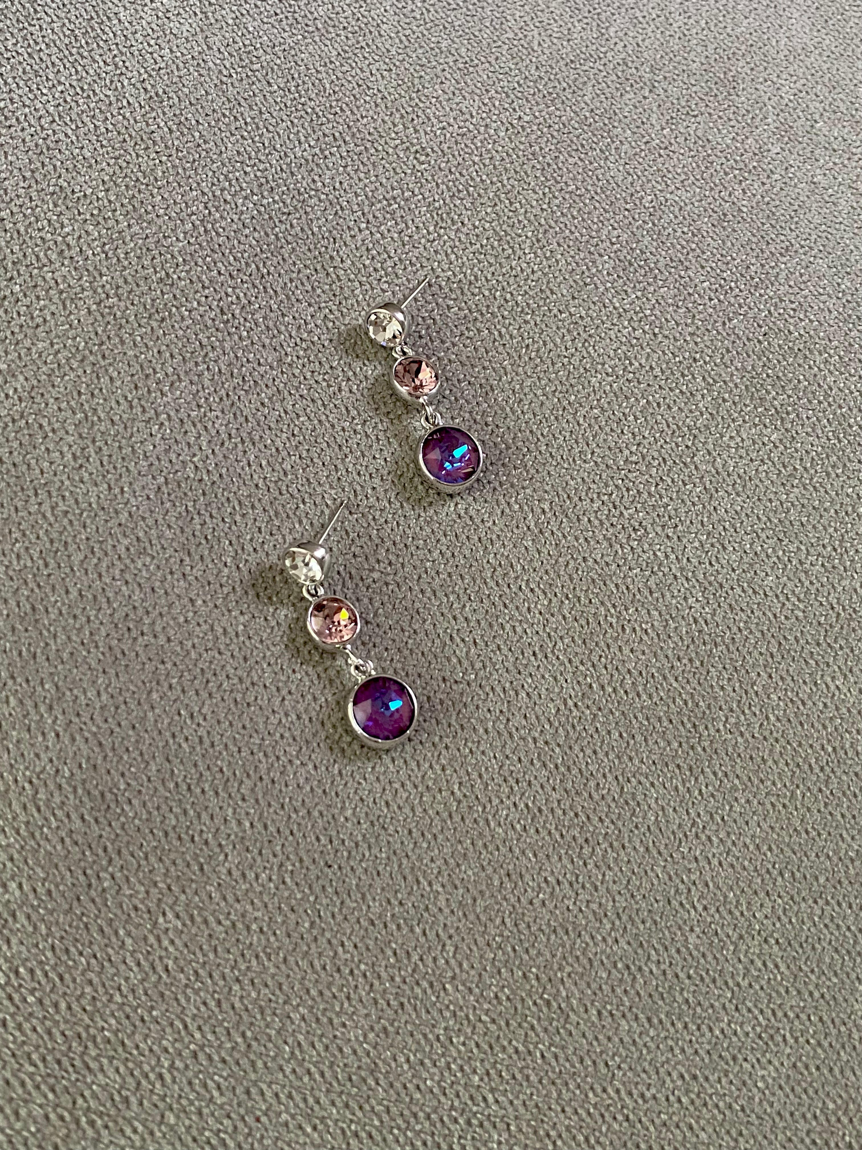 Swarovski Triple Round Drop Earrings