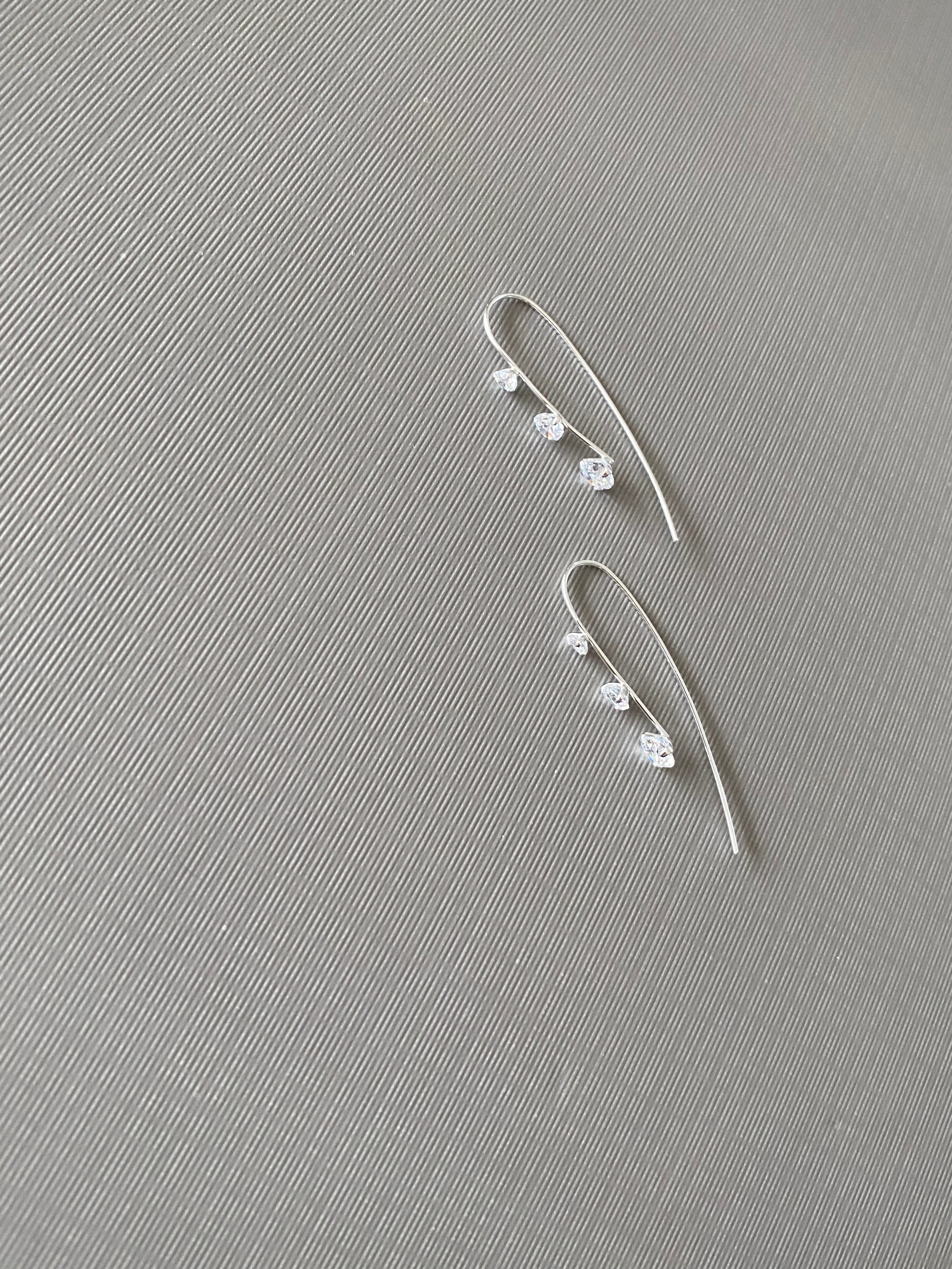 Triple CZ Threader Earrings