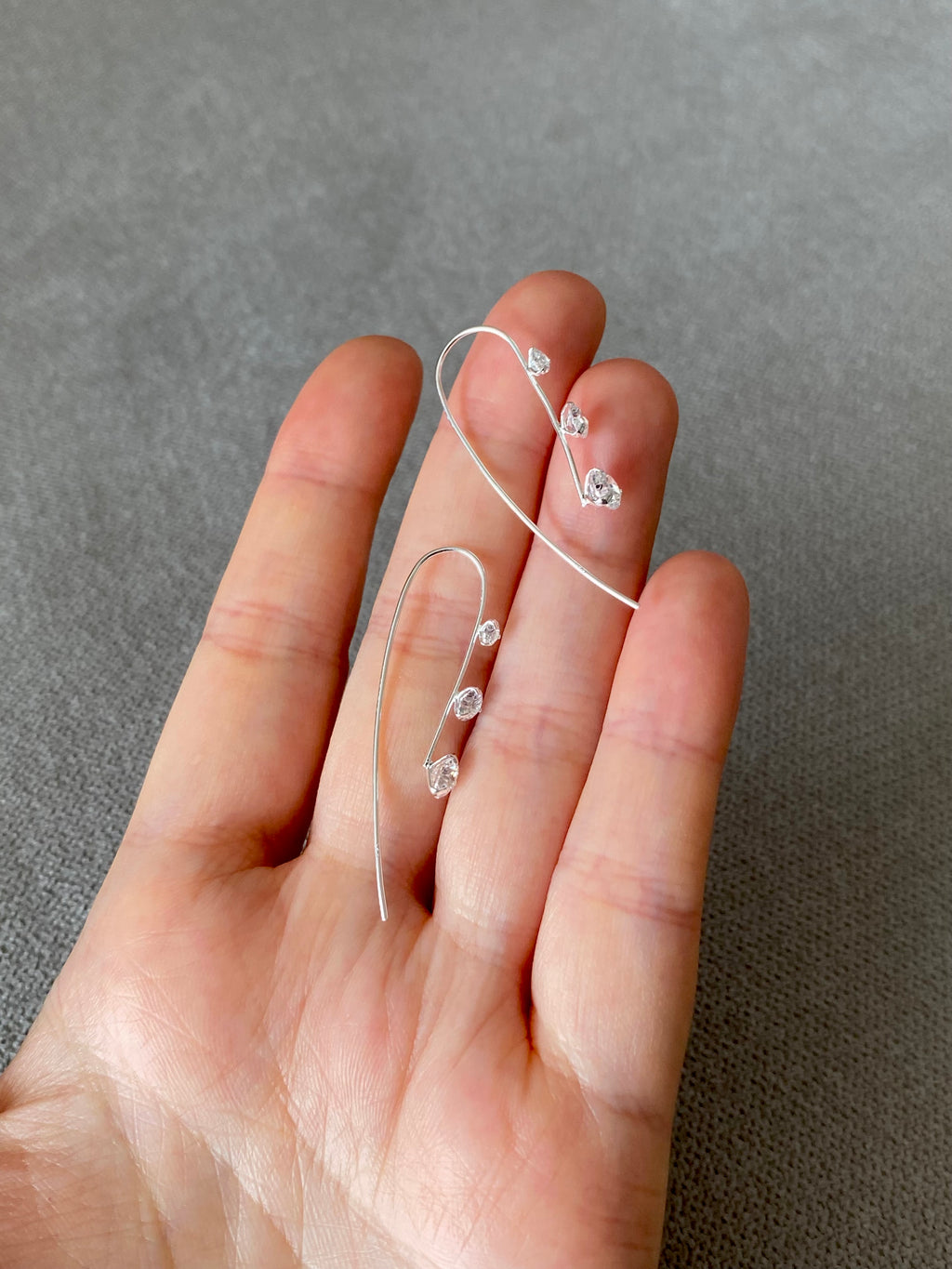 Triple CZ Threader Earrings