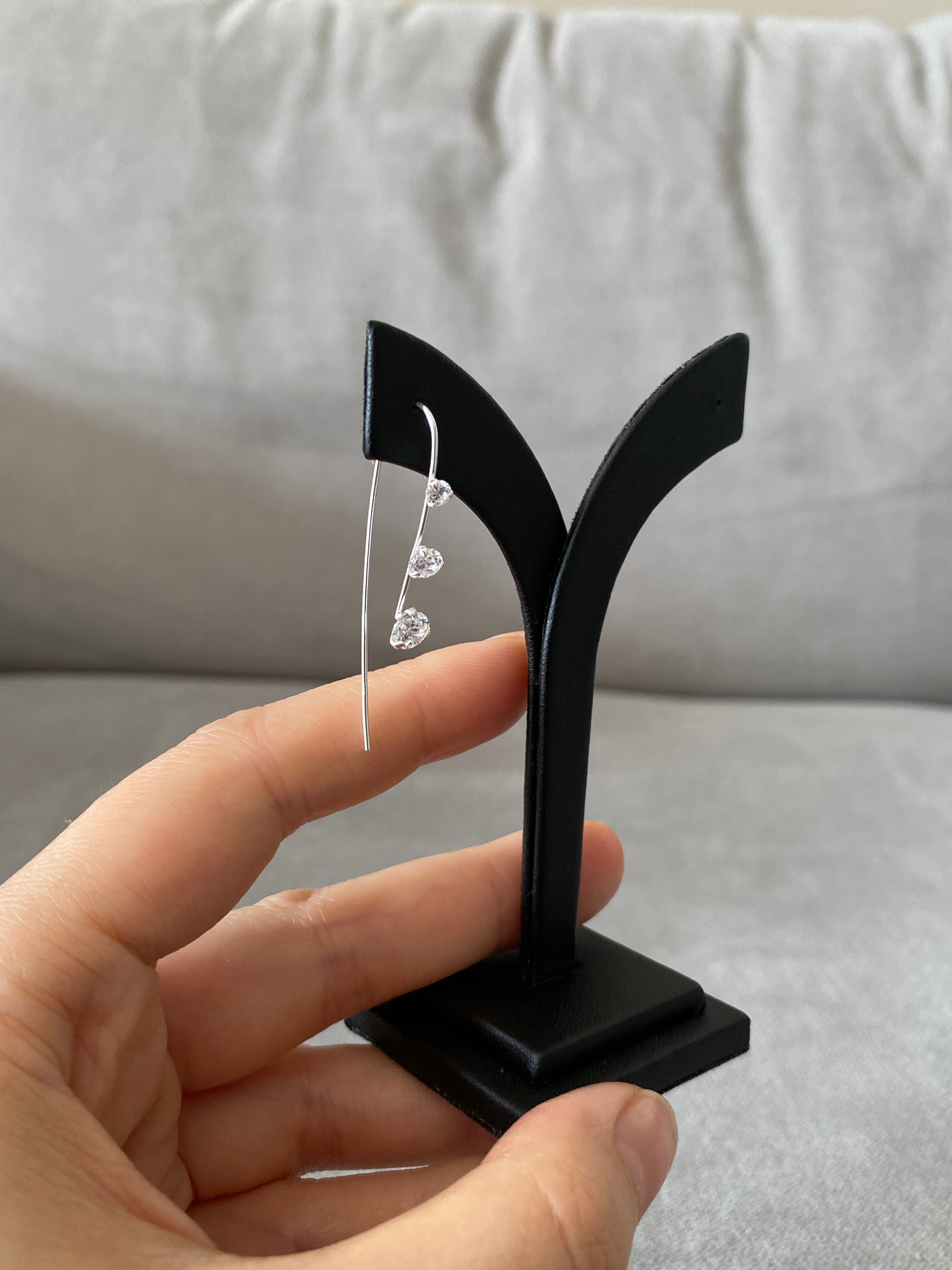 Triple CZ Threader Earrings