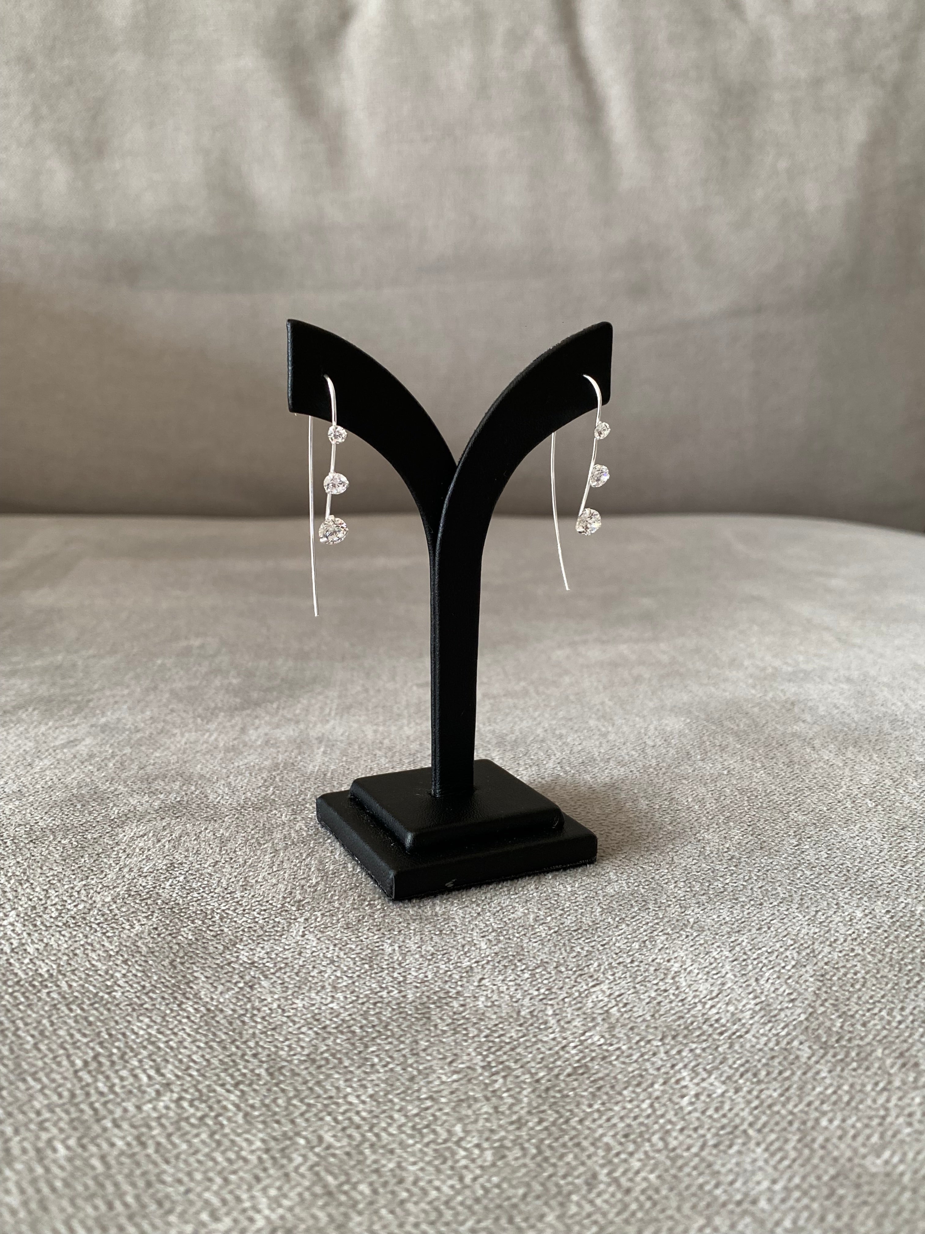 Triple CZ Threader Earrings