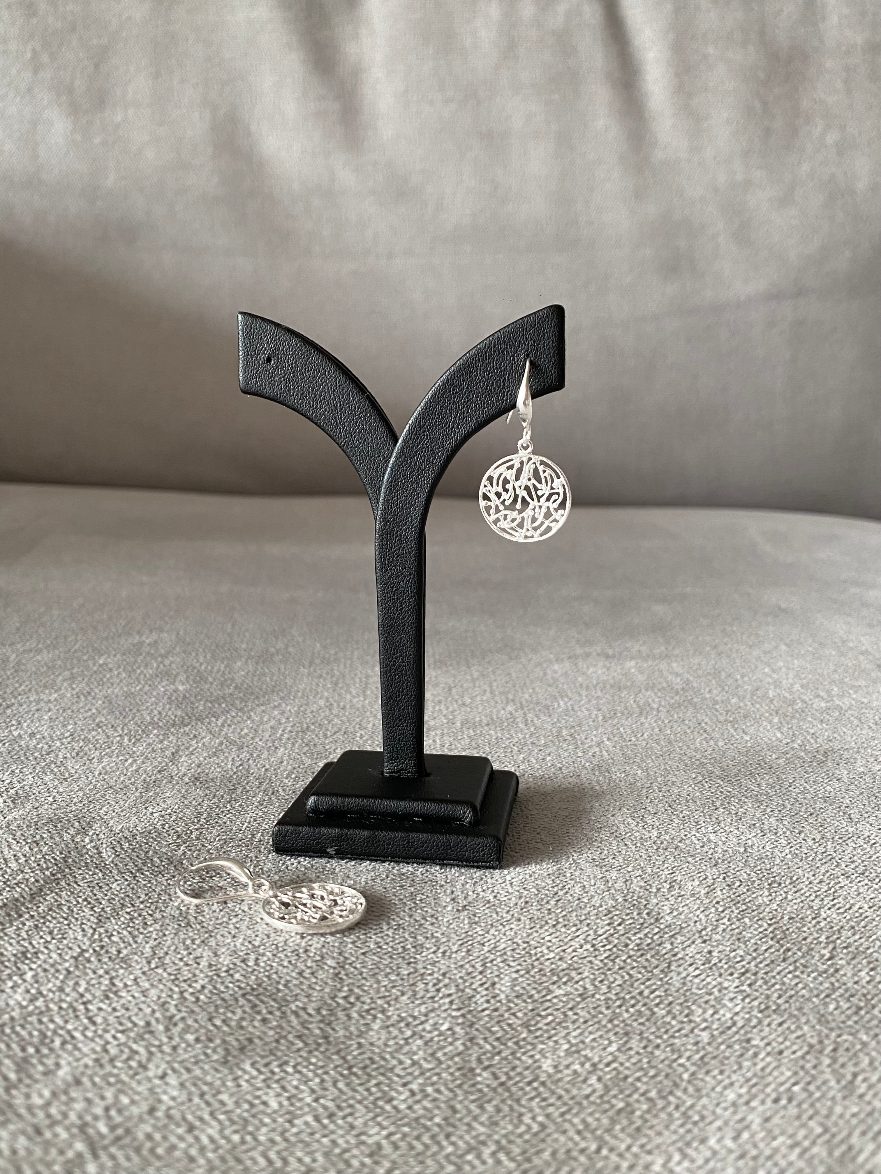 Round Floral Hook Earrings