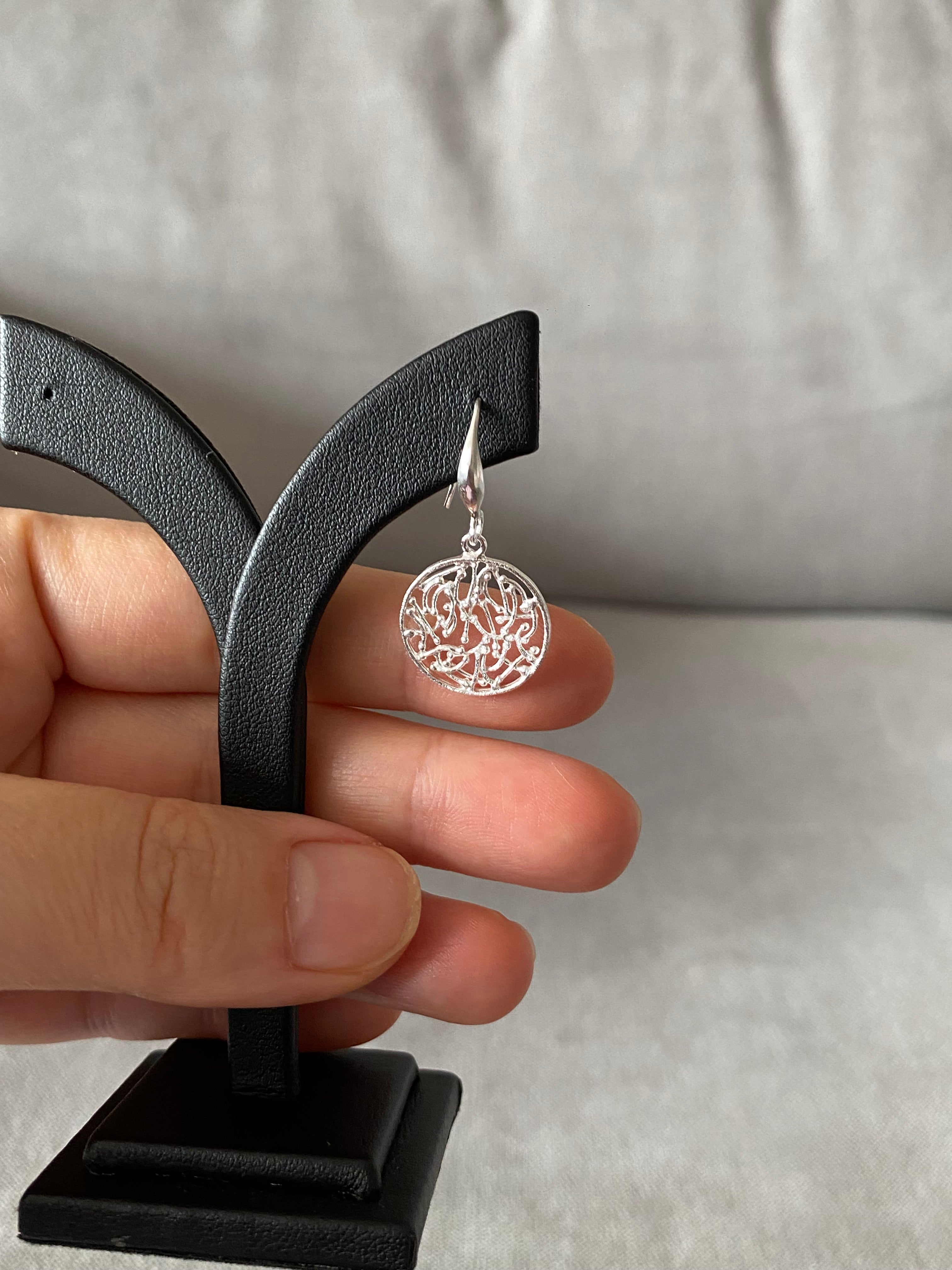 Round Floral Hook Earrings