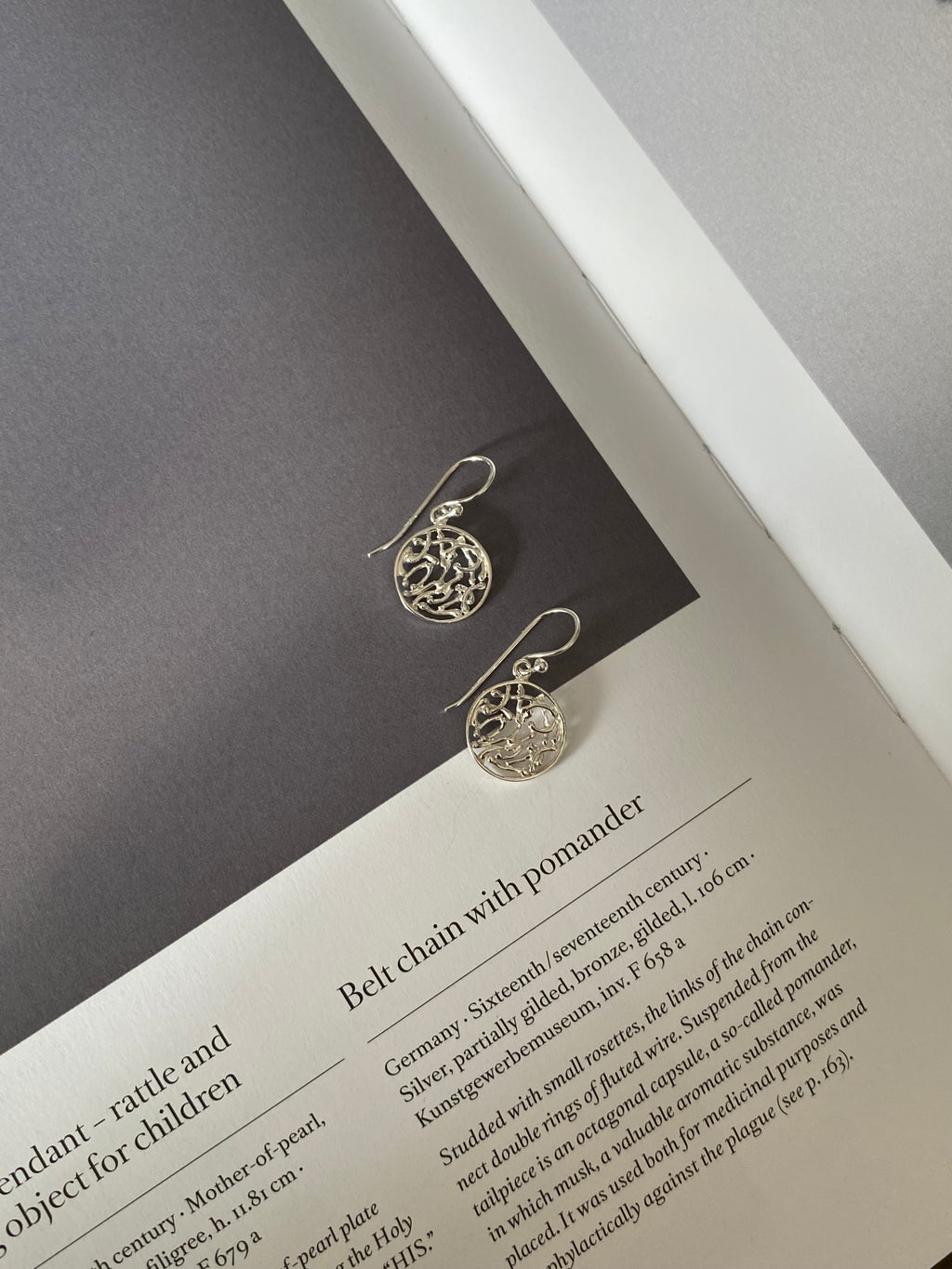 Round Filigree Hook Earrings