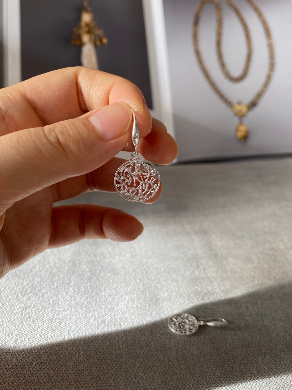 Round Floral Hook Earrings