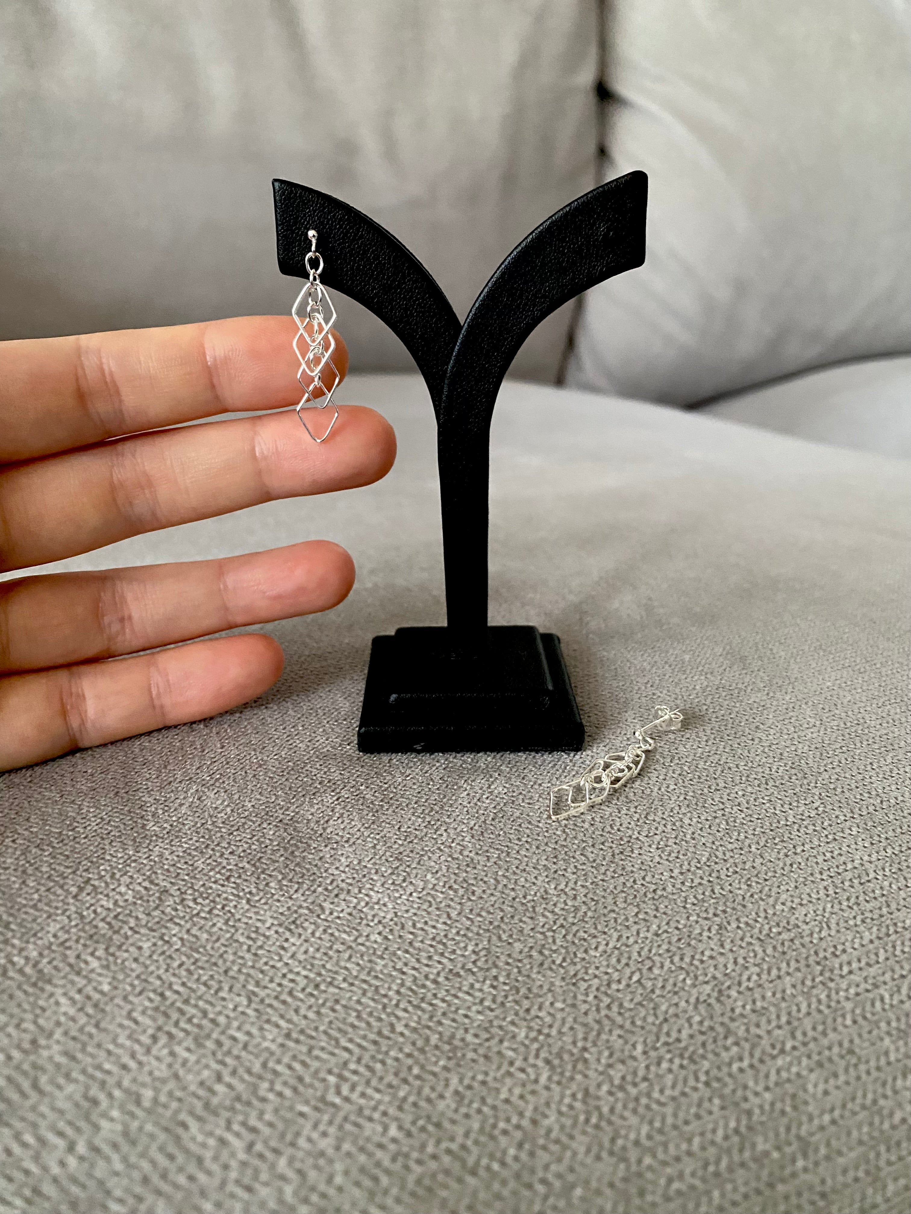 Layered Diamond Chain Earrings