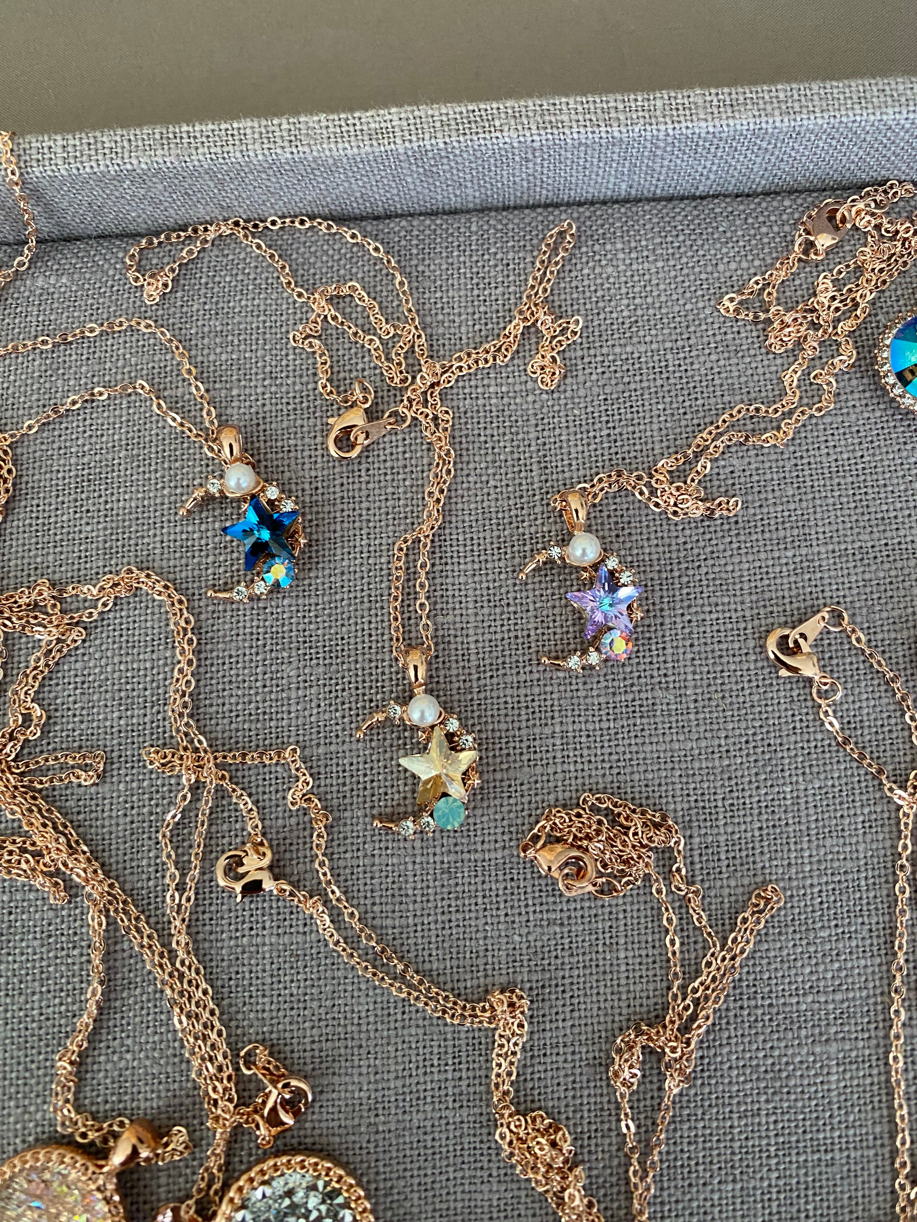 Swarovski Crescent Star Pendant Necklace