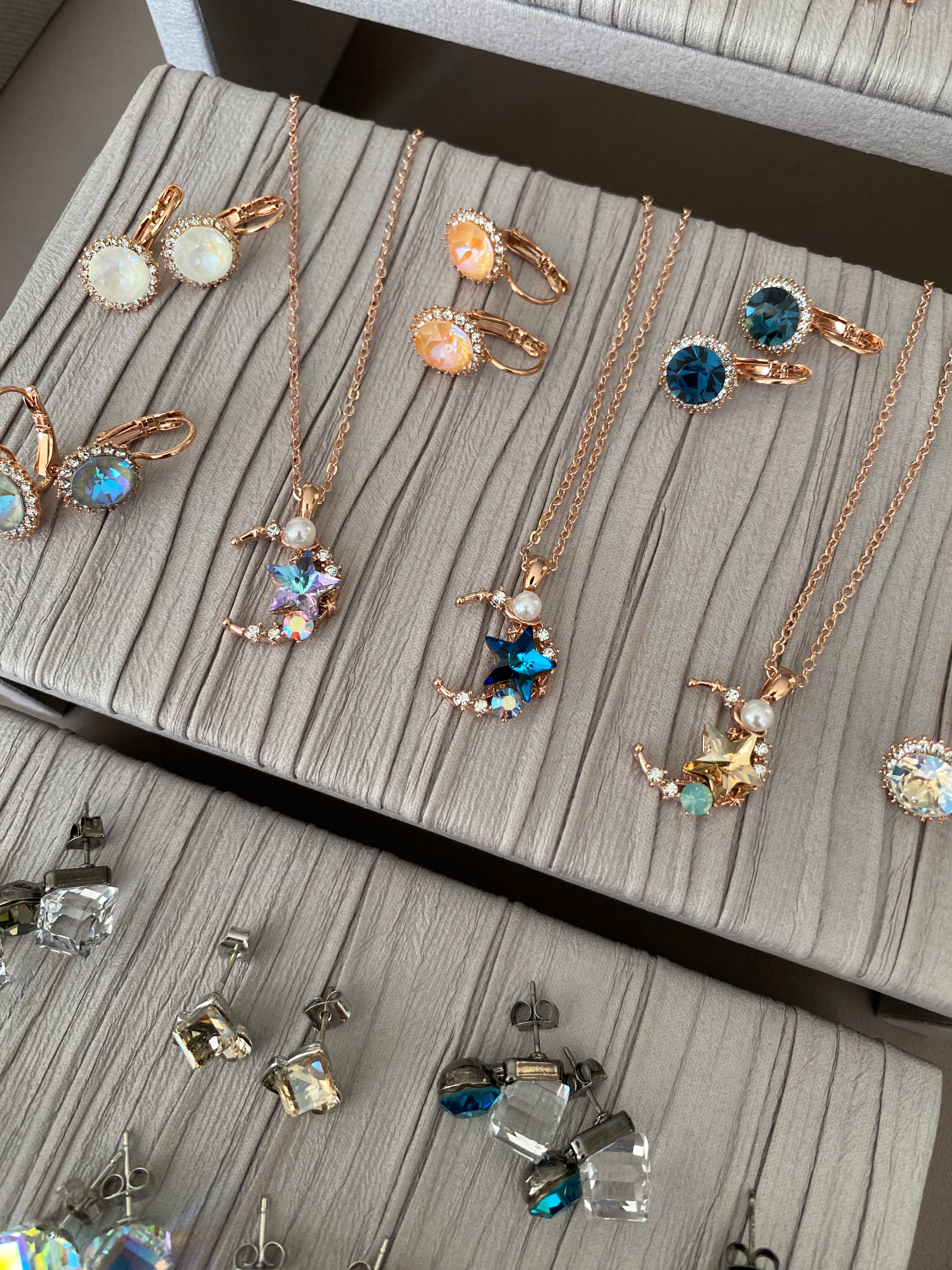 Swarovski Crescent Star Pendant Necklace