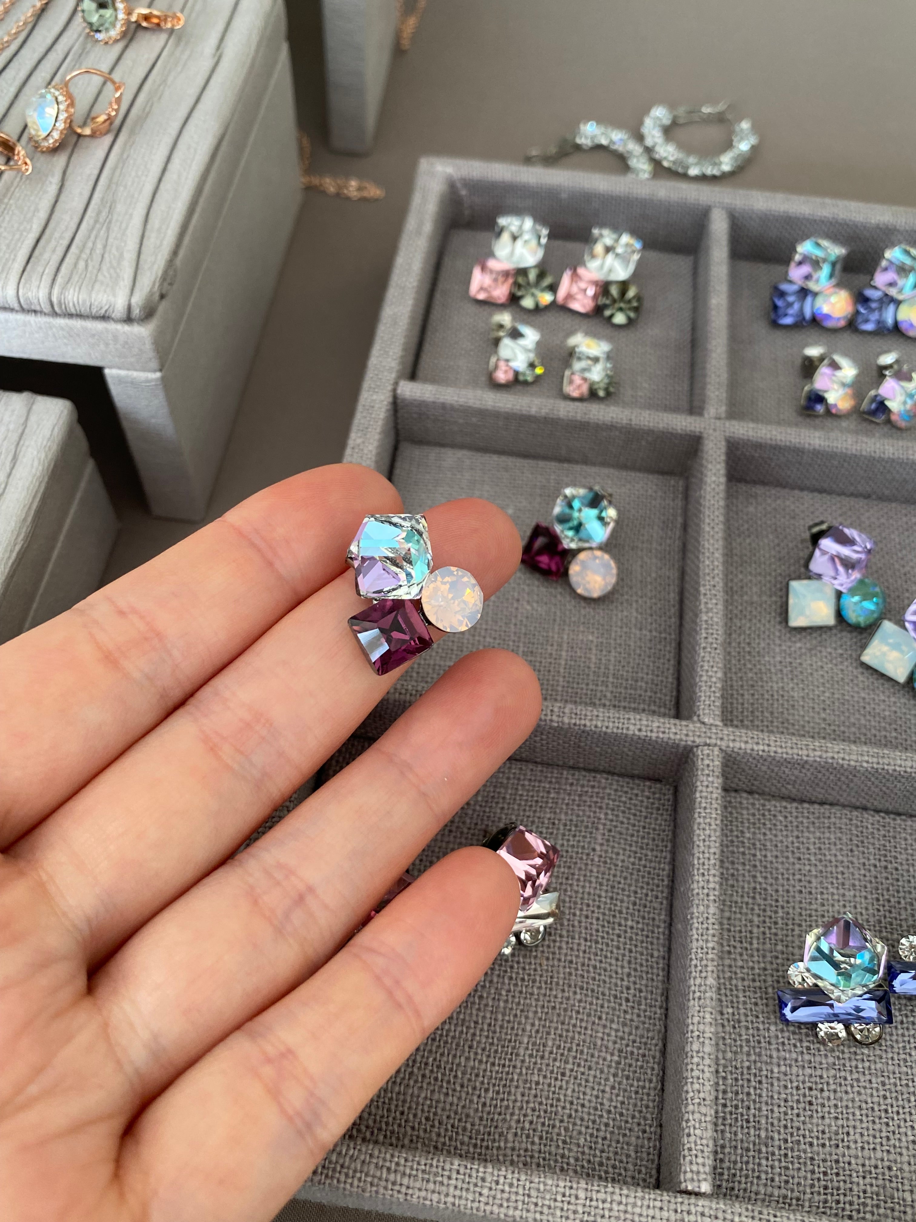 Swarovski Multi-Shape Cluster Stud Earrings