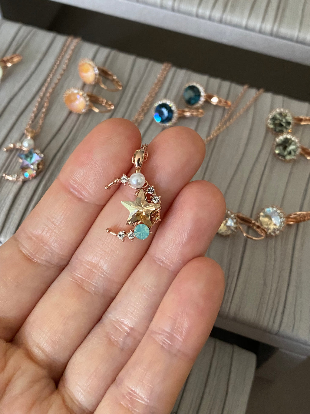 Swarovski Crescent Star Pendant Necklace