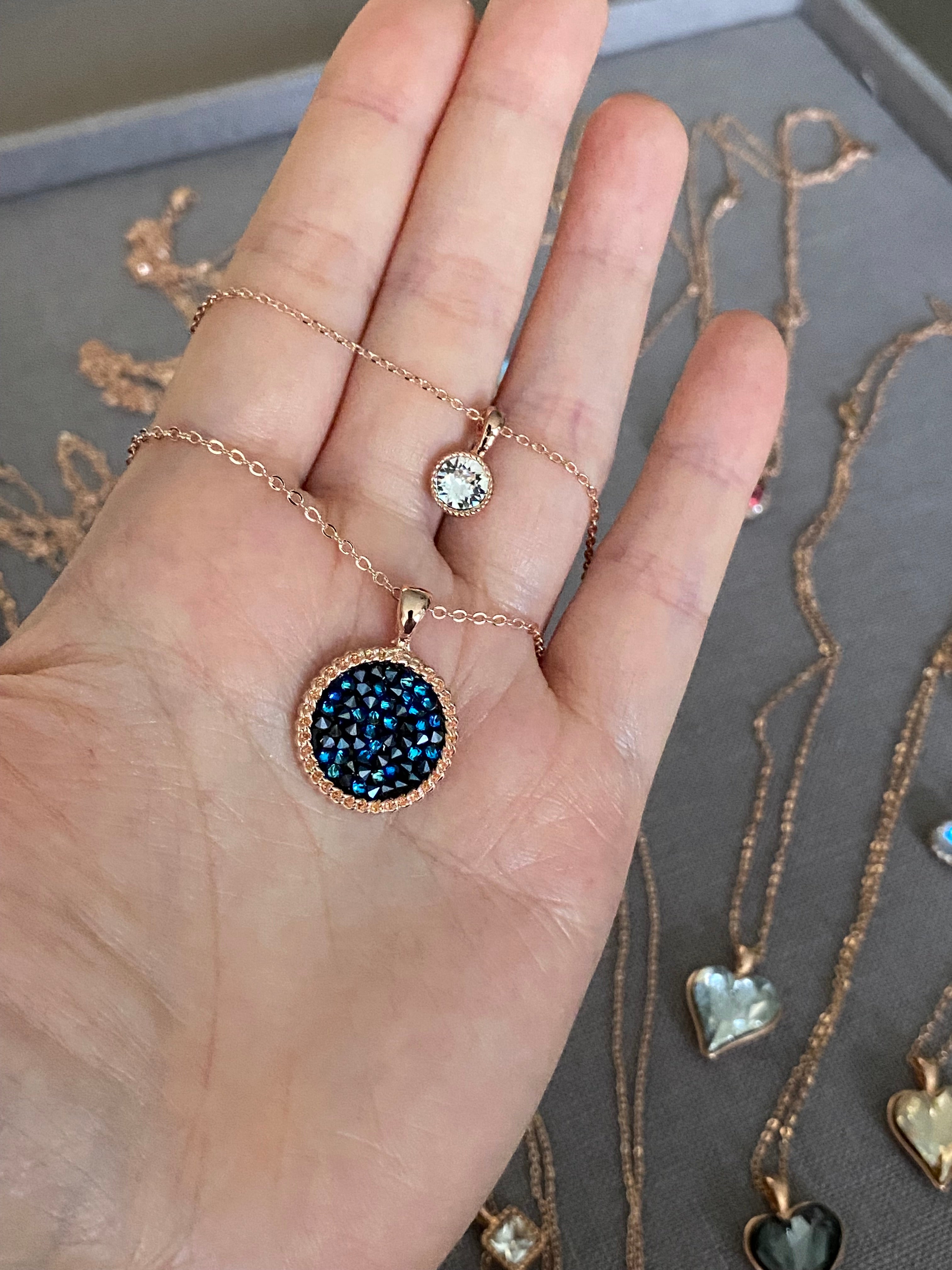 Swarovski Layered Round Pendant Necklace Set