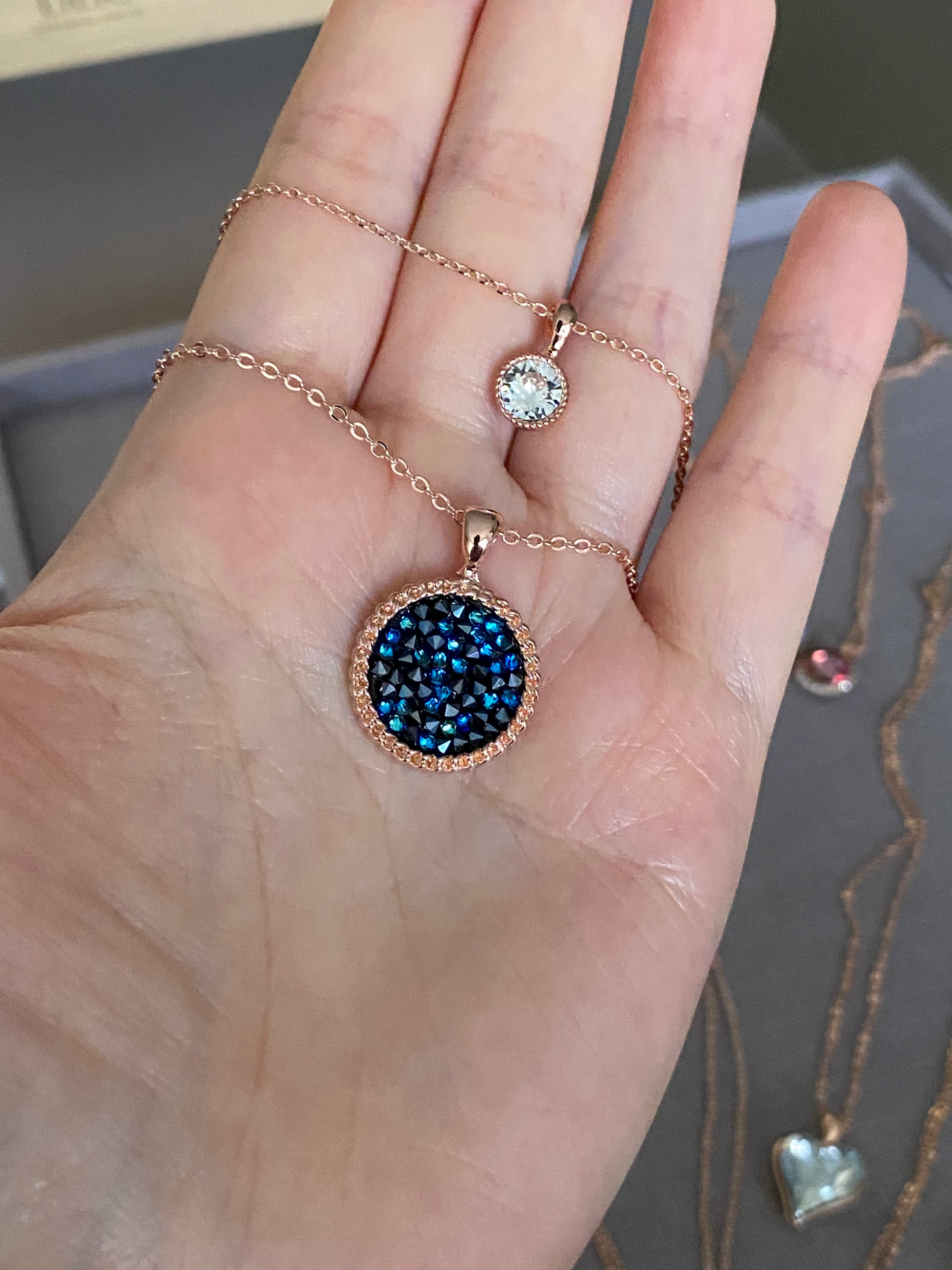 Swarovski Layered Round Pendant Necklace Set