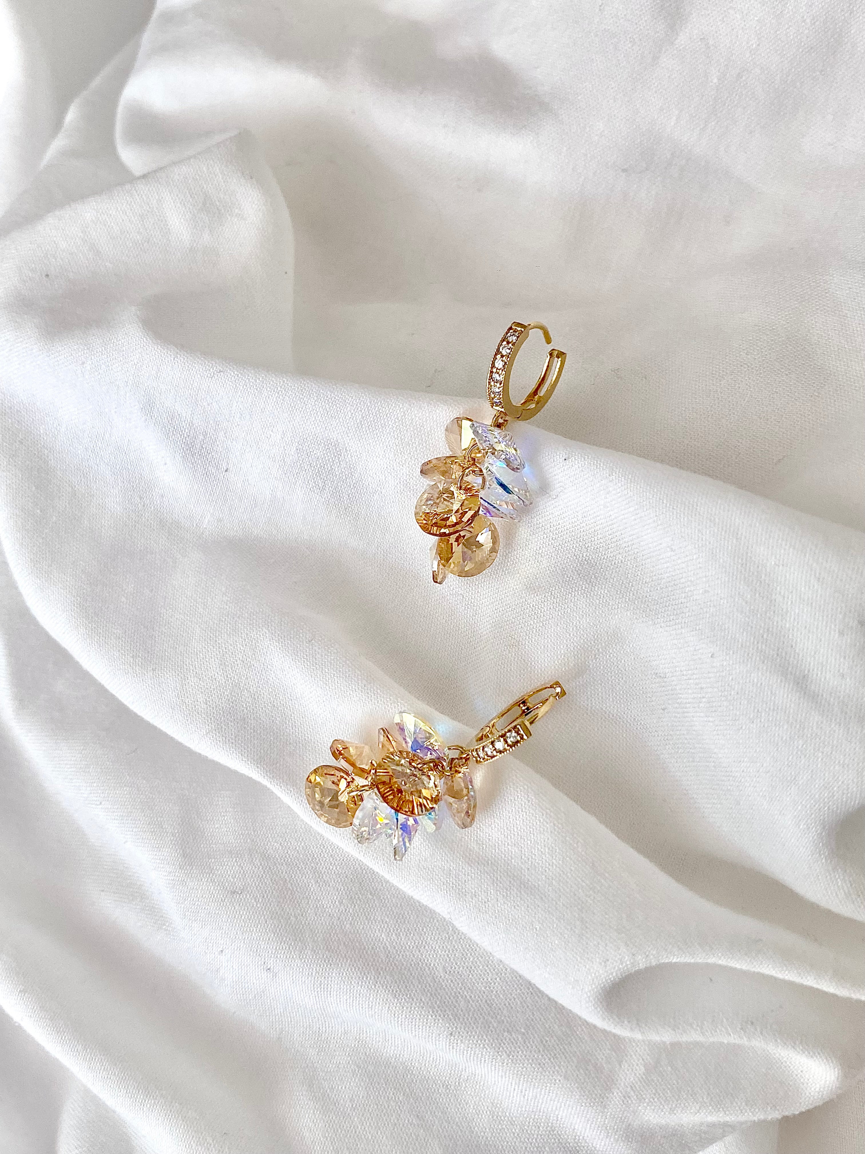 Swarovski Multi-Crystal Cluster Hoop Earrings (2 colours)