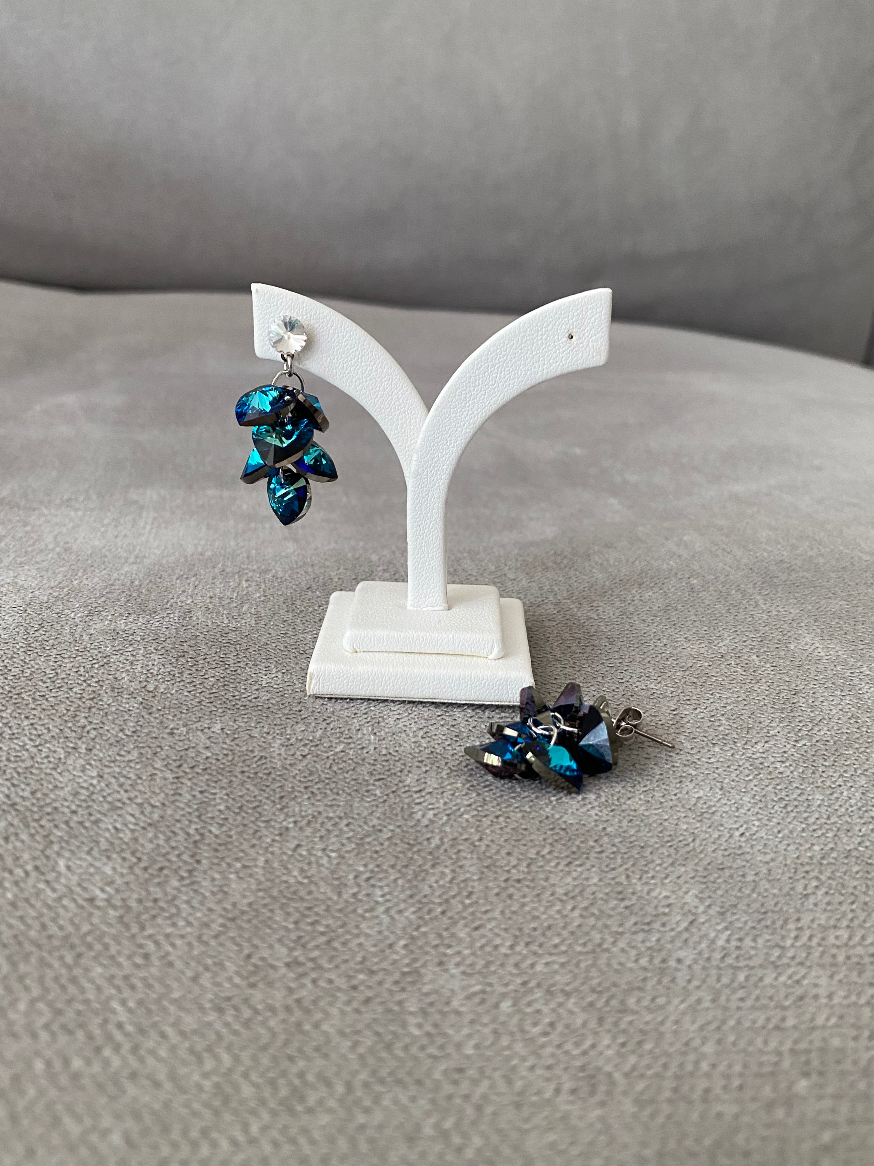 Swarovski Heart Cluster Drop Earrings