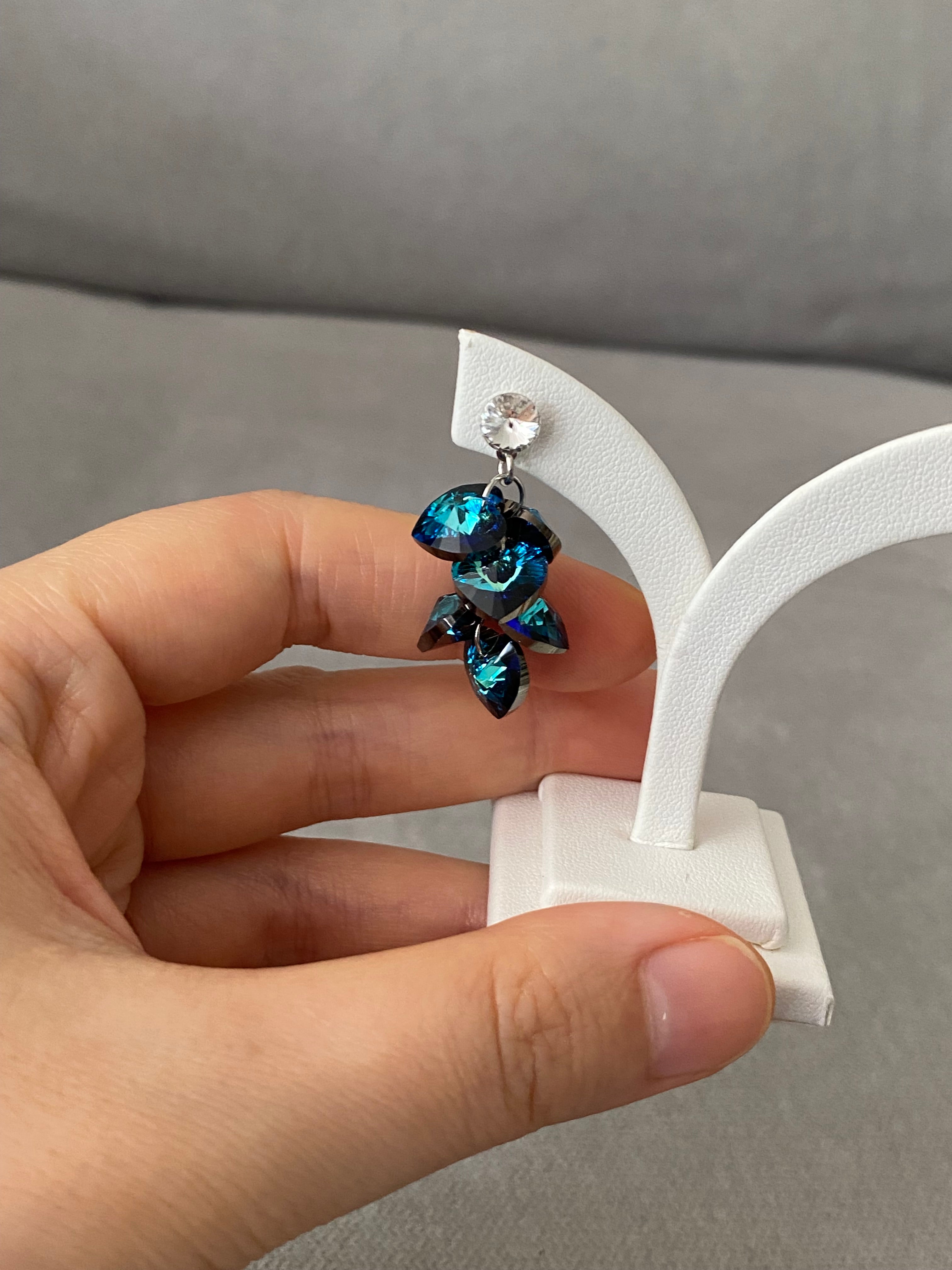 Swarovski Heart Cluster Drop Earrings