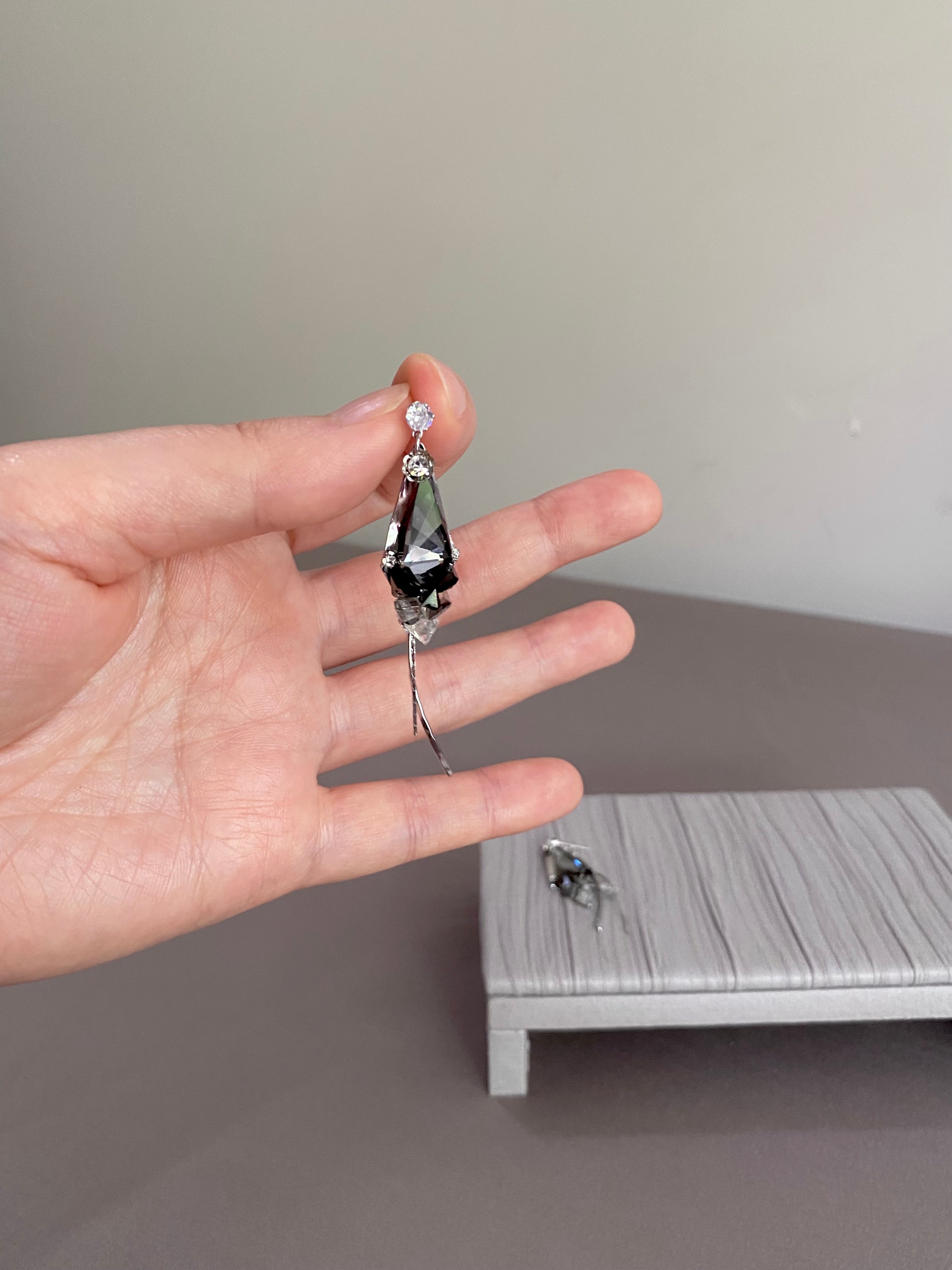 Swarovski Faceted Drop Earrings - Black Diamond