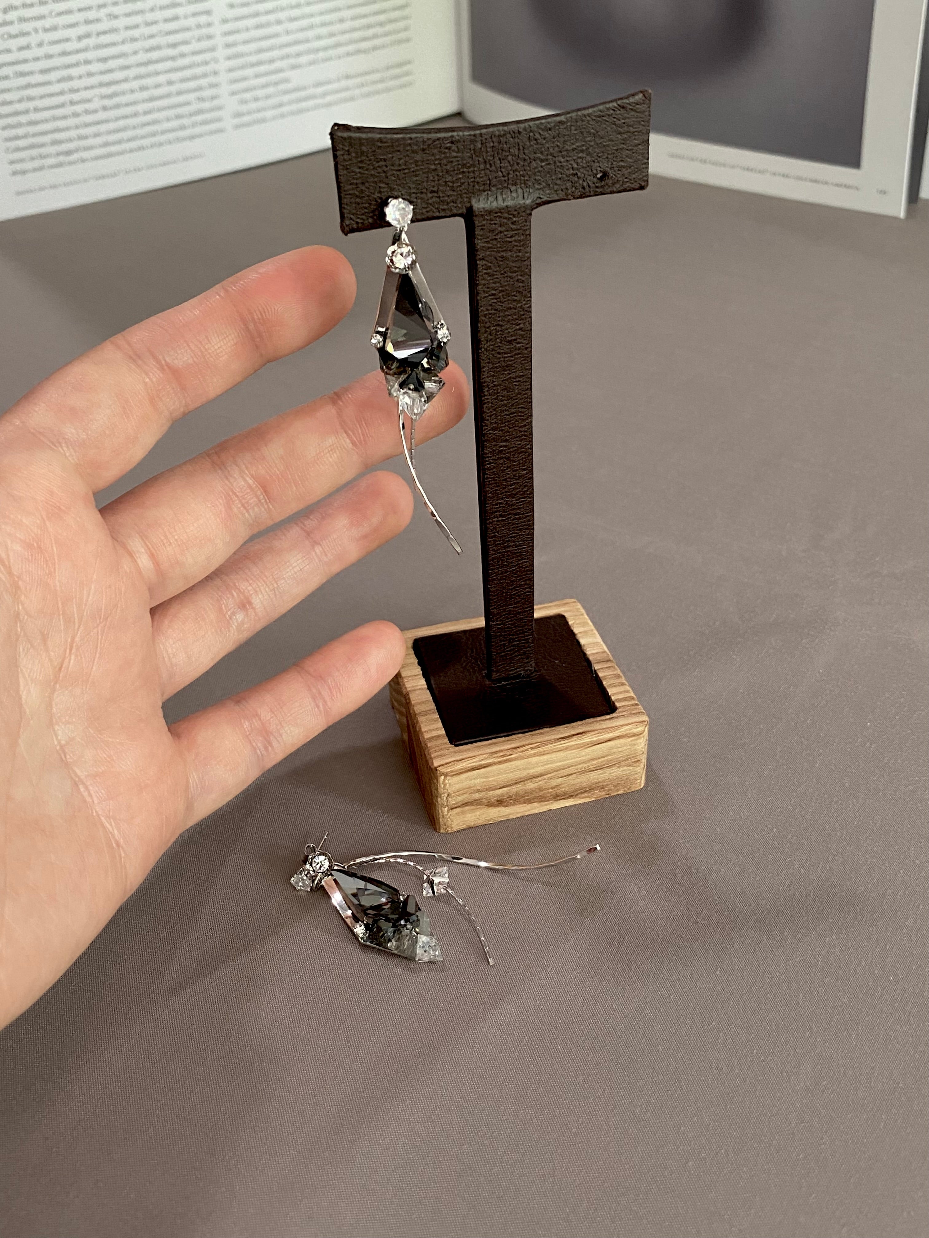 Swarovski Faceted Drop Earrings - Black Diamond