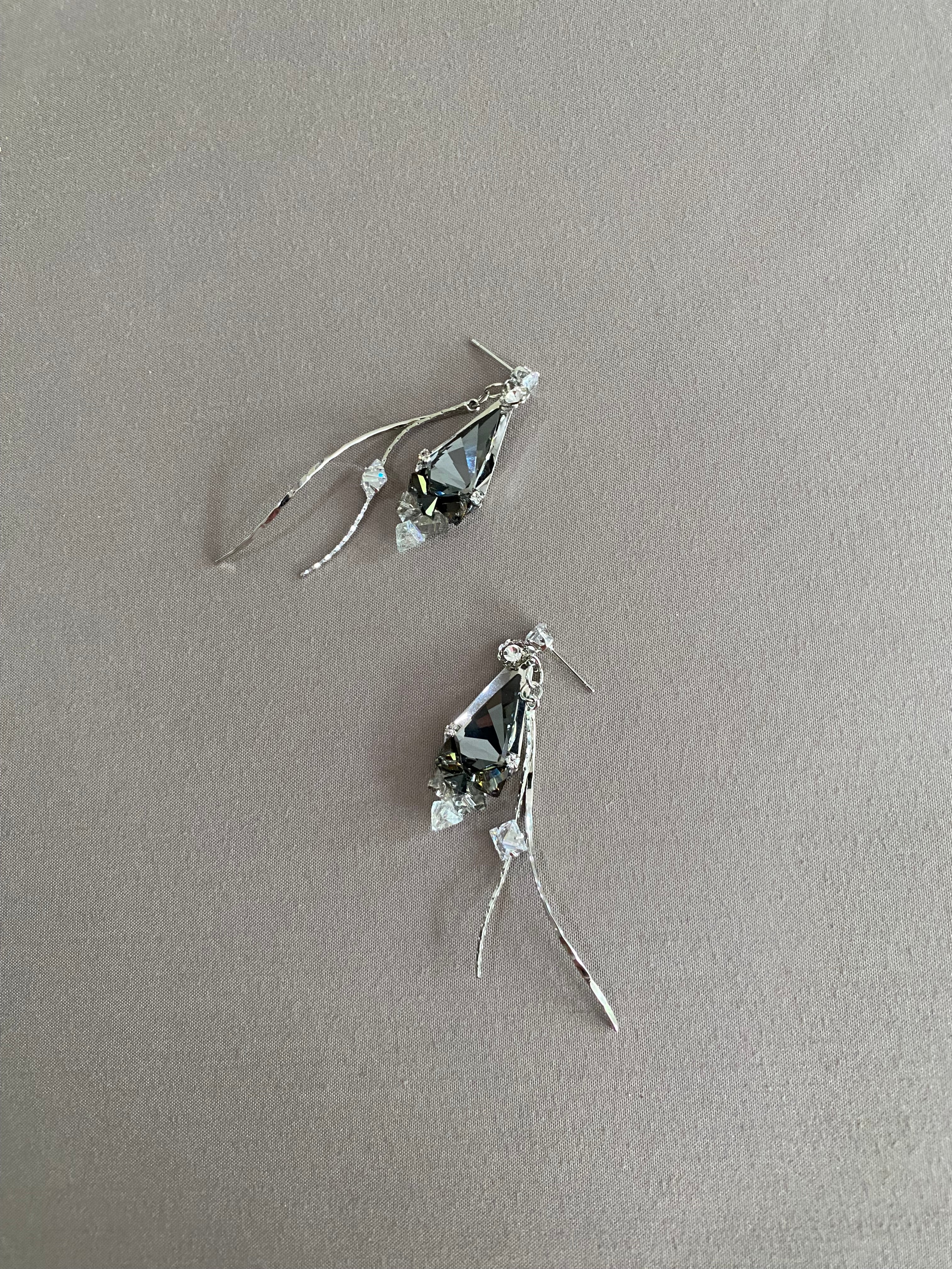 Swarovski Faceted Drop Earrings - Black Diamond