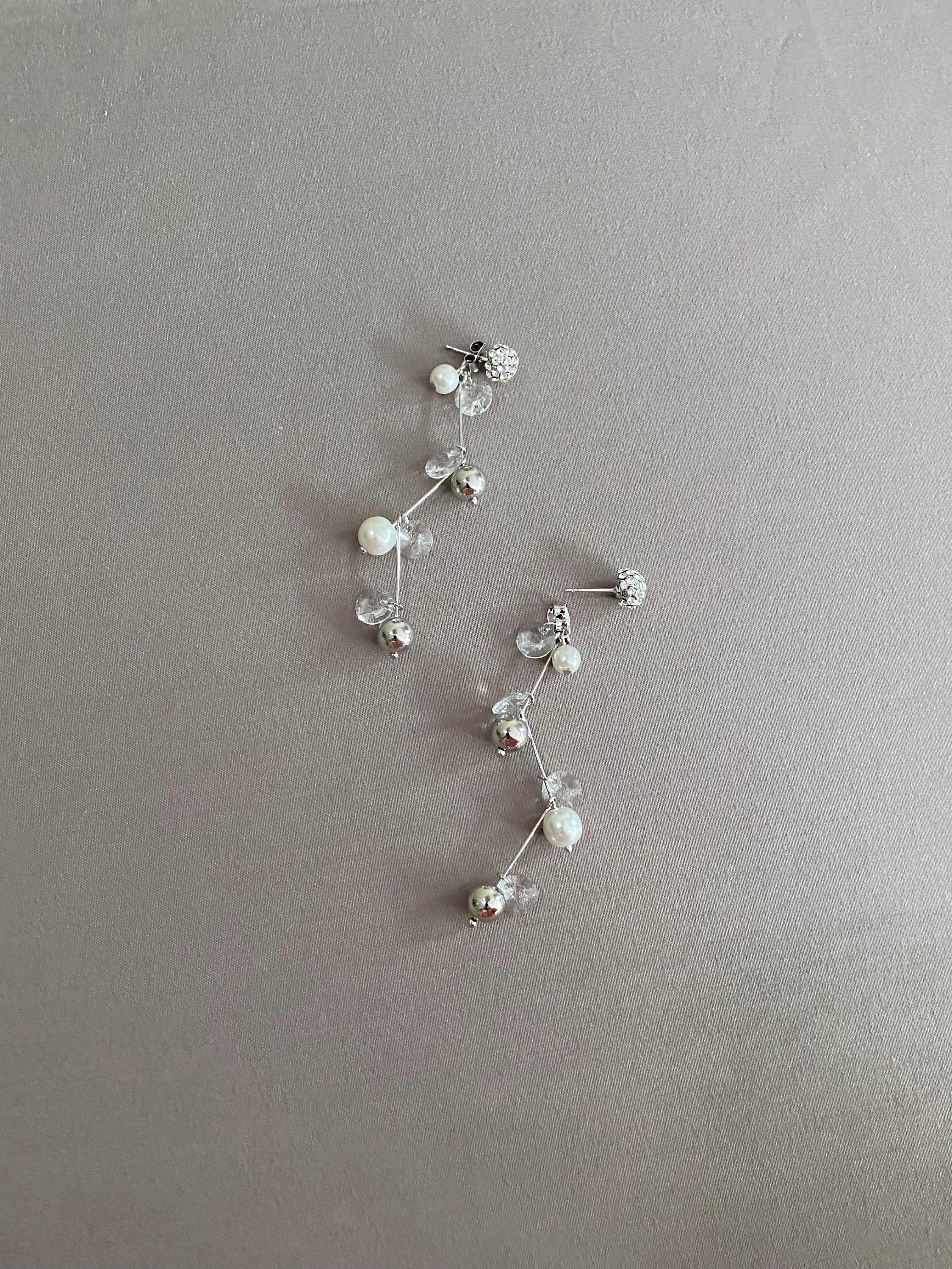 Swarovski Pearl & Crystal Cluster Drop Earrings (2 colors)