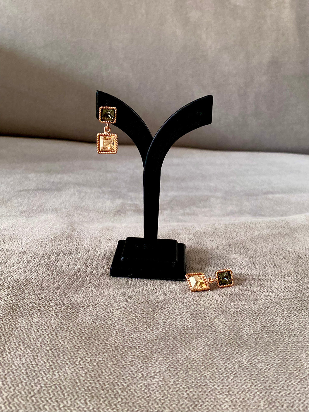 Swarovski Square Duo Drop Earrings