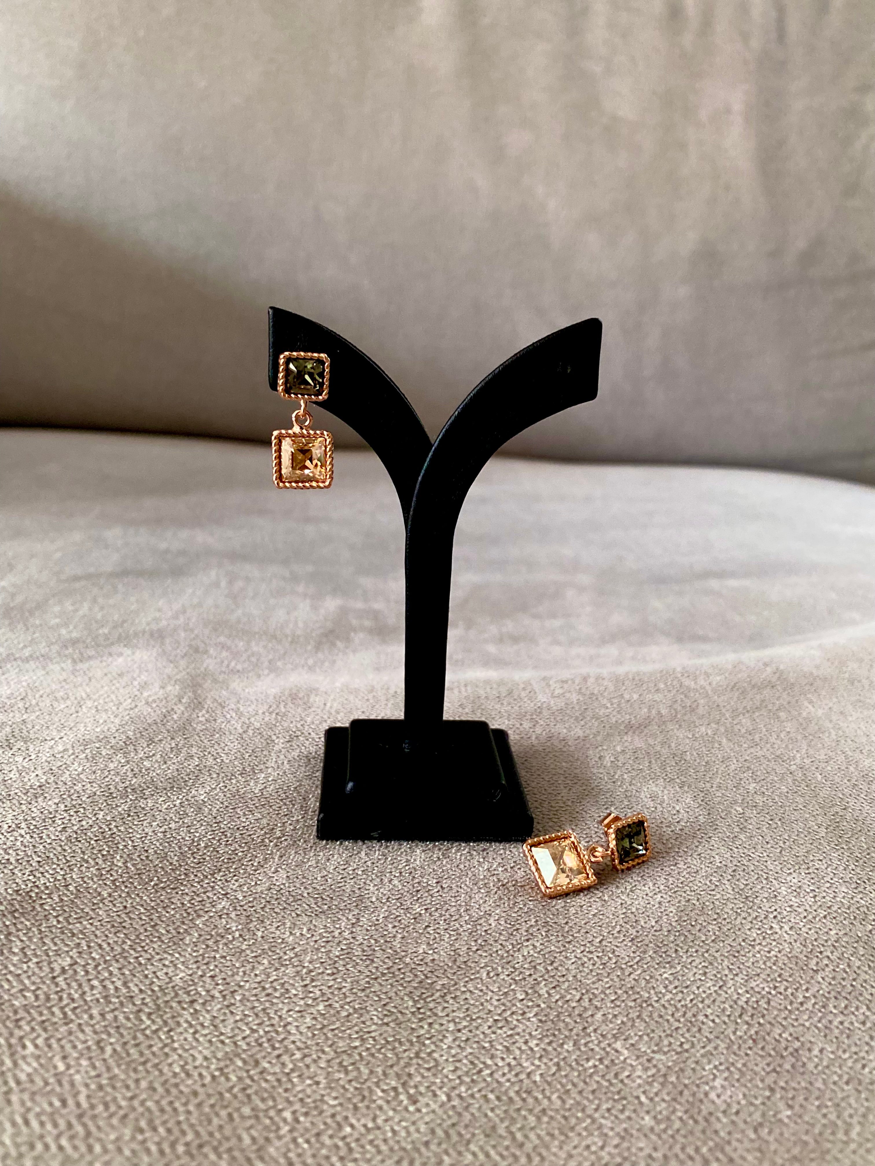 Swarovski Square Duo Drop Earrings