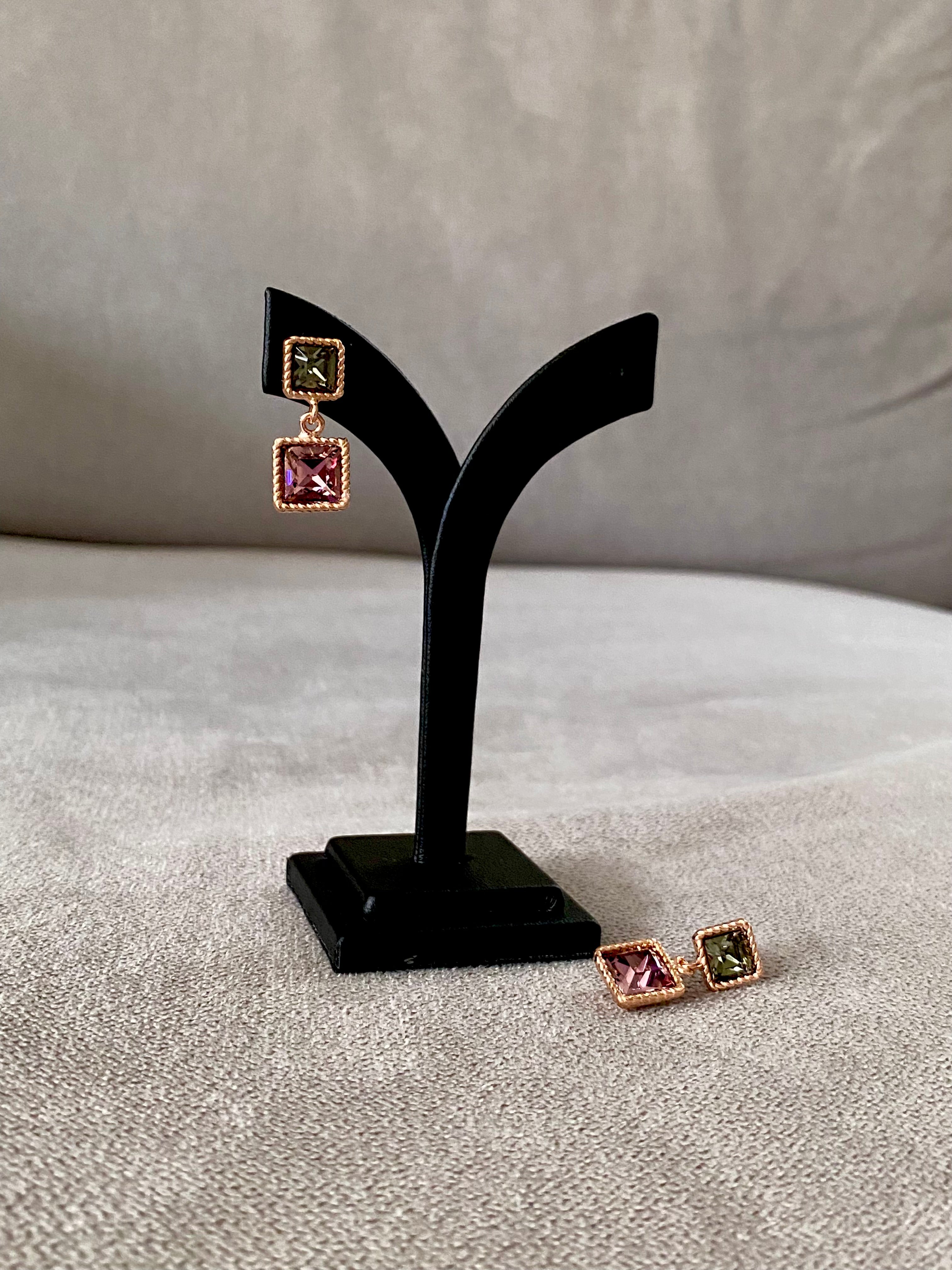 Swarovski Square Duo Drop Earrings