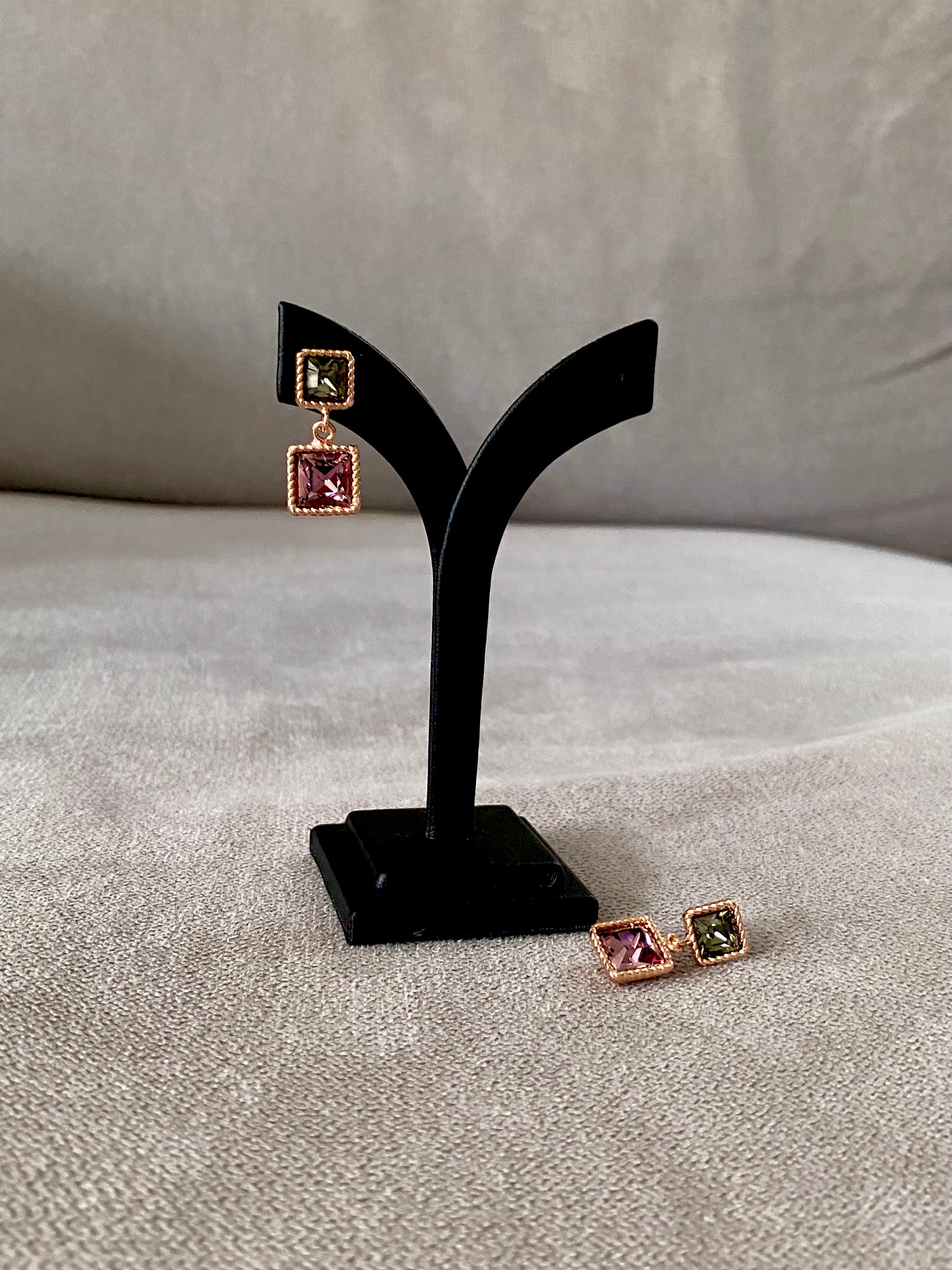 Swarovski Square Duo Drop Earrings