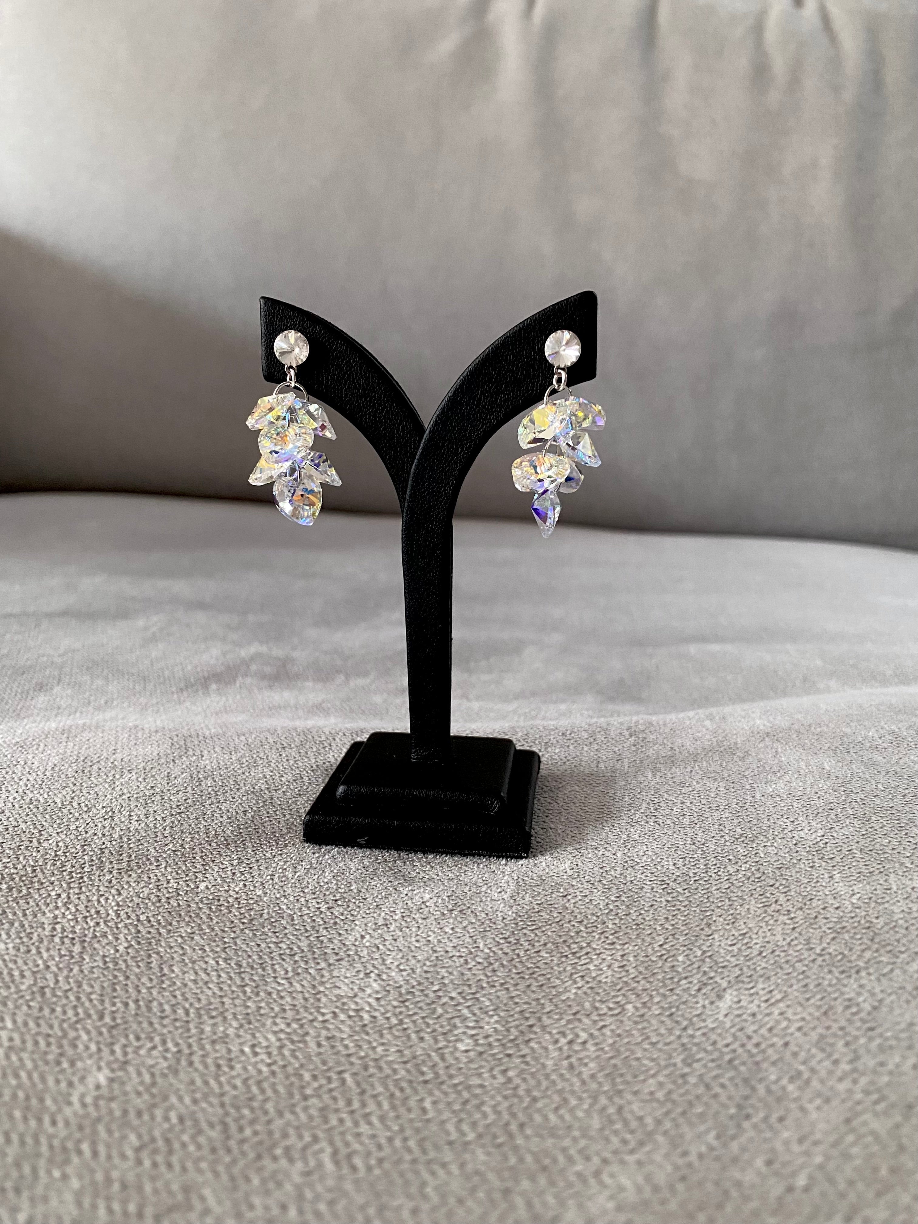 Swarovski Heart Cluster Drop Earrings