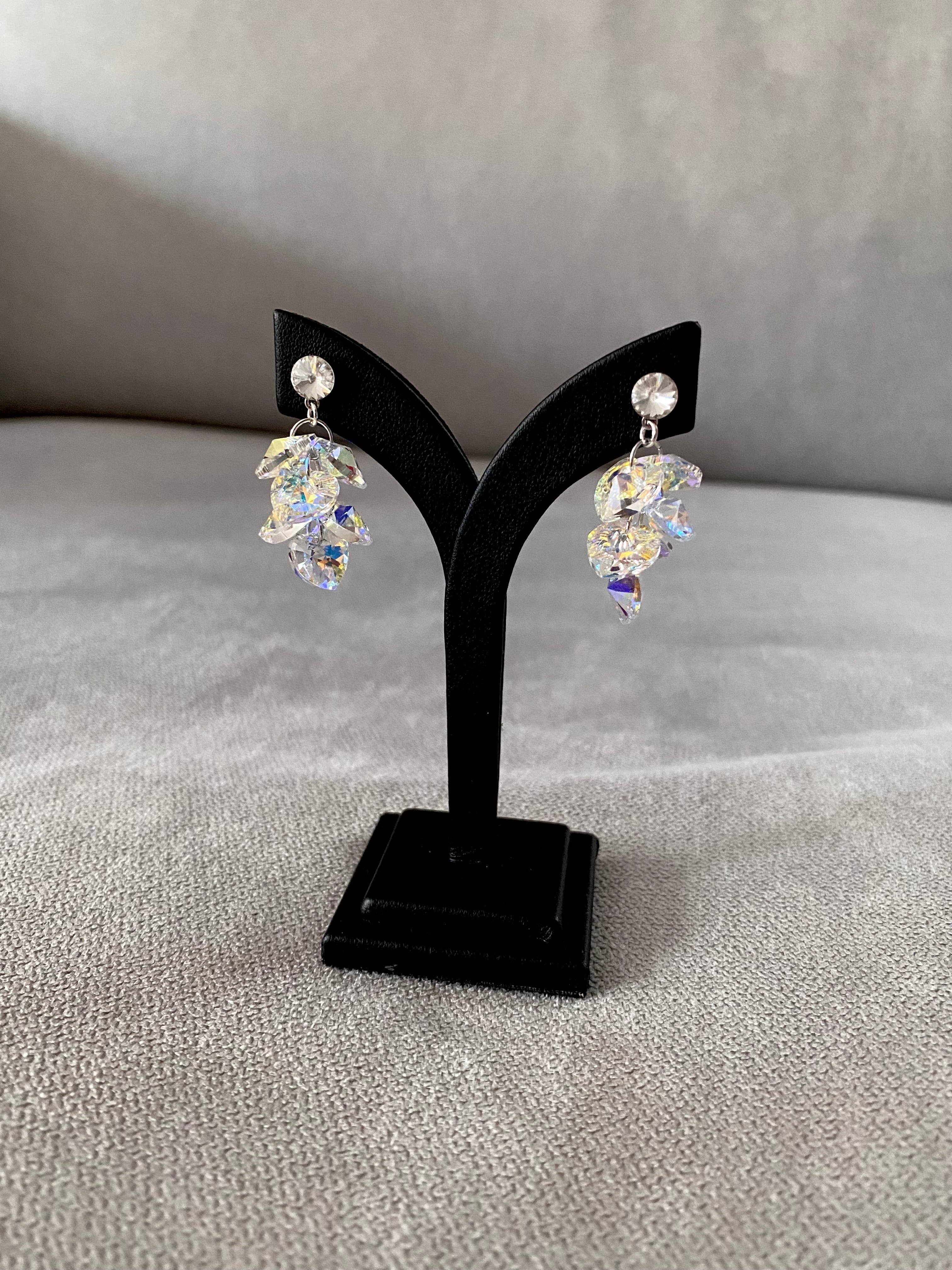 Swarovski Heart Cluster Drop Earrings
