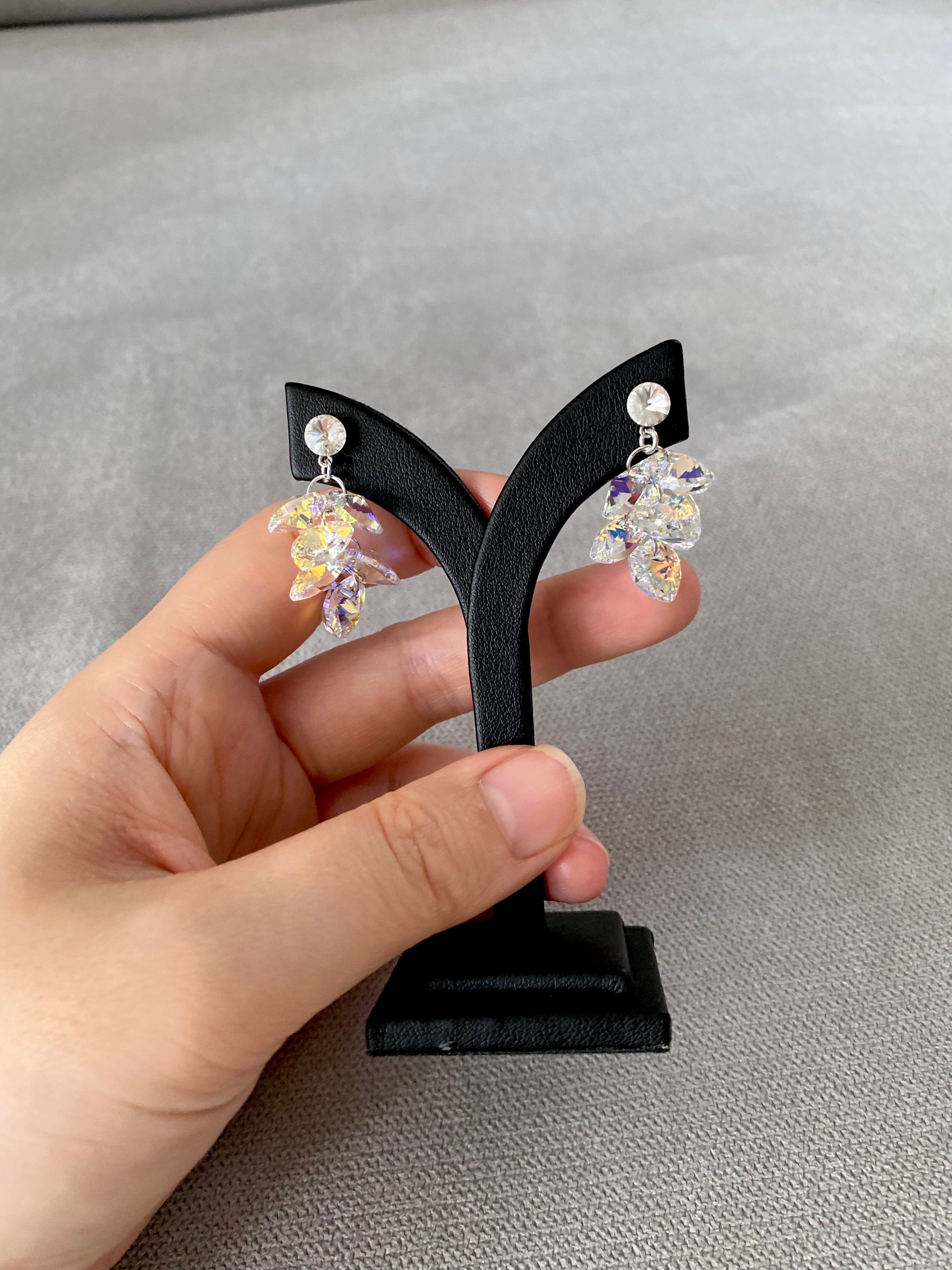 Swarovski Heart Cluster Drop Earrings