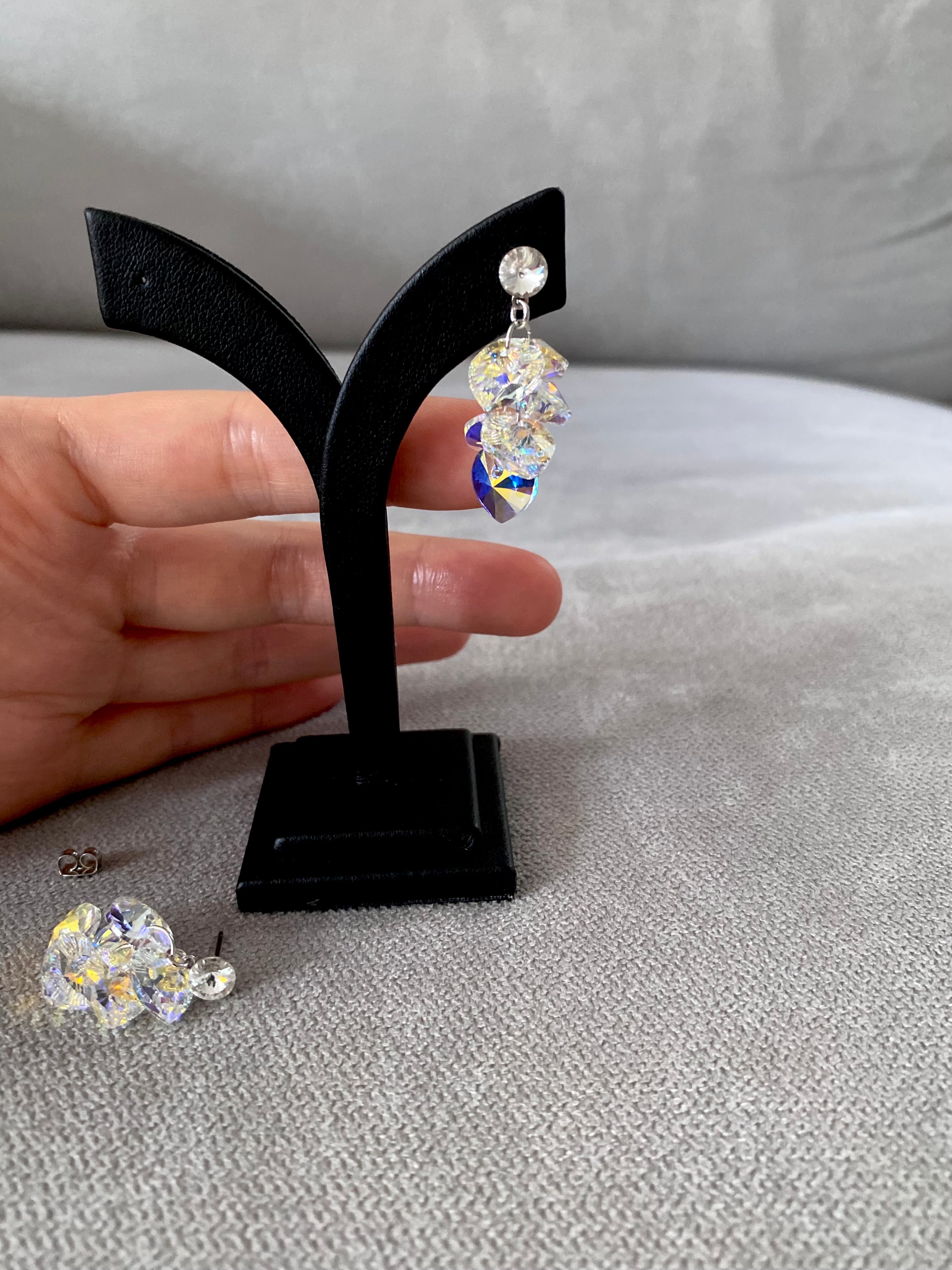 Swarovski Heart Cluster Drop Earrings