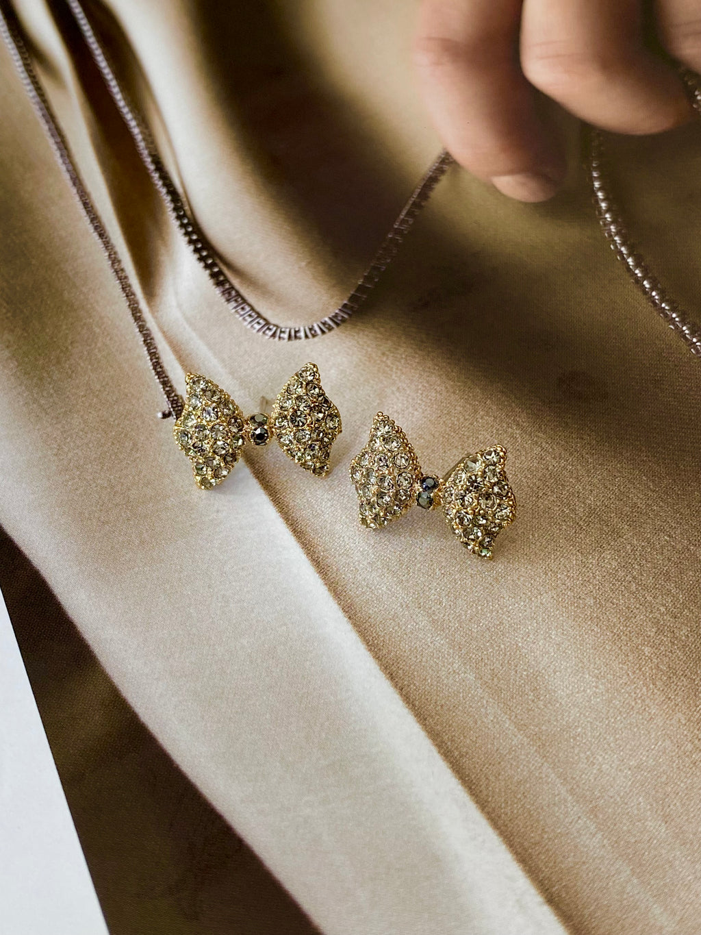 Petite Crystal Bow Stud Earrings (2 colours)