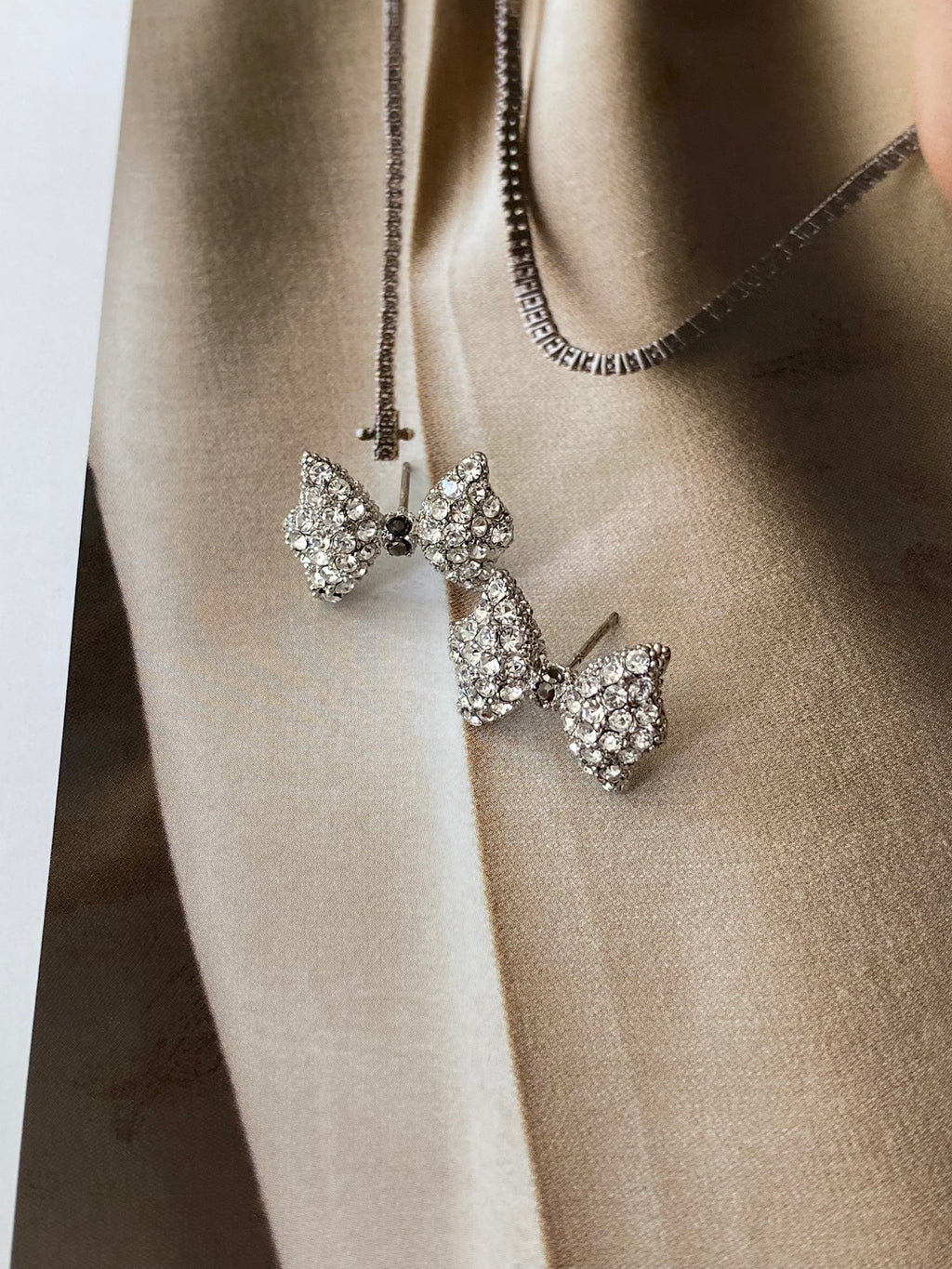 Petite Crystal Bow Stud Earrings (2 colours)