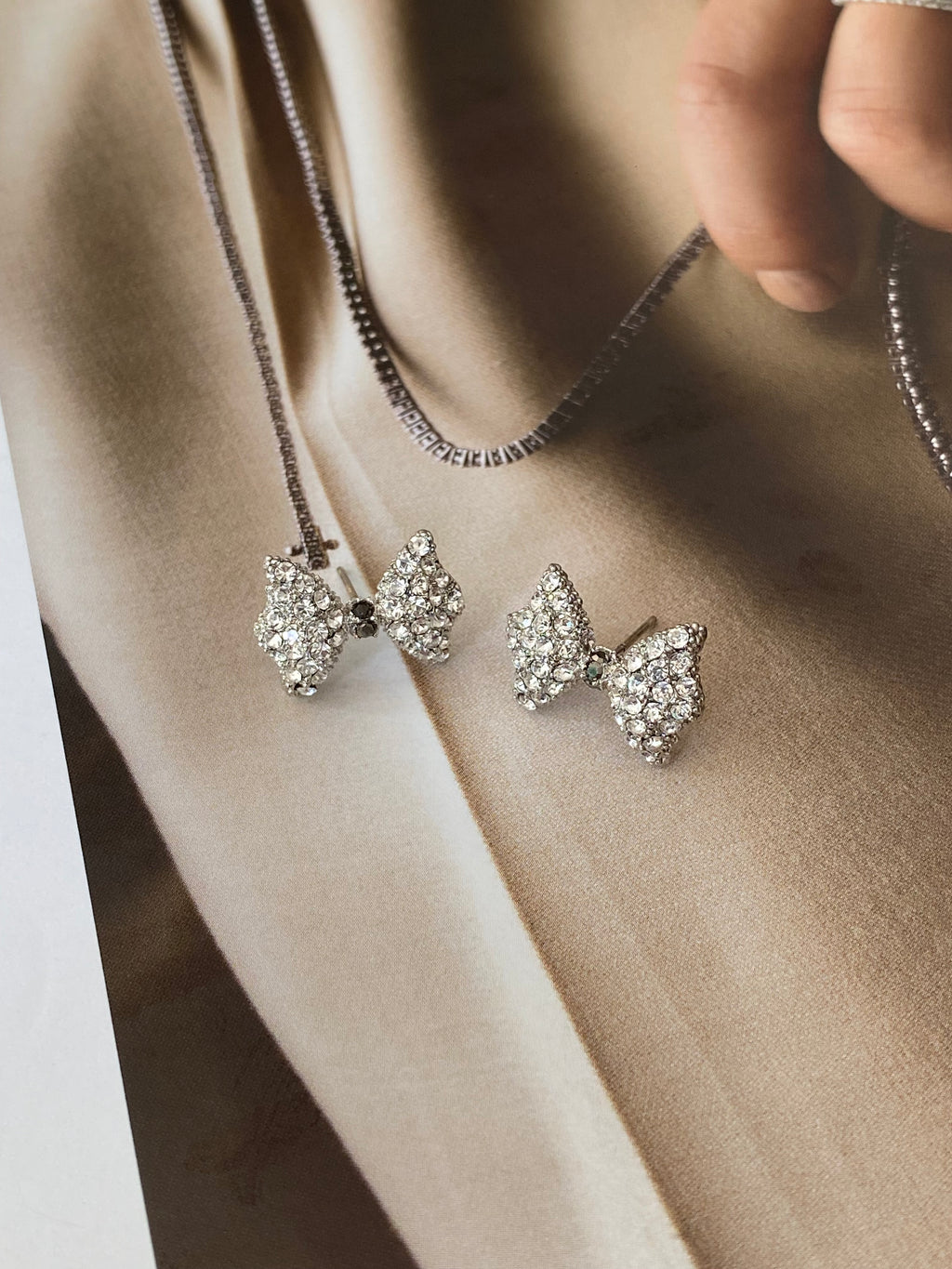 Petite Crystal Bow Stud Earrings (2 colours)