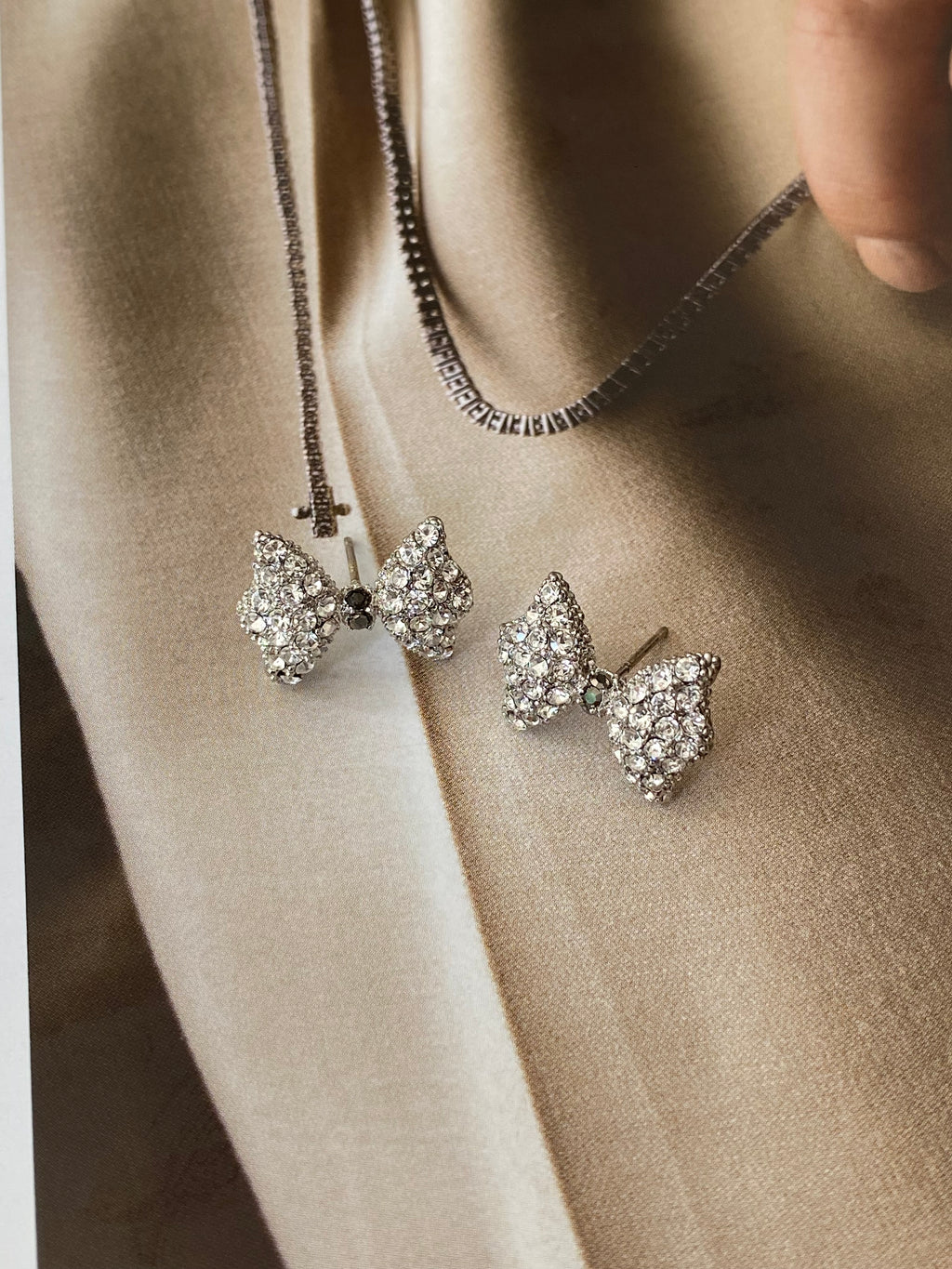 Petite Crystal Bow Stud Earrings (2 colours)