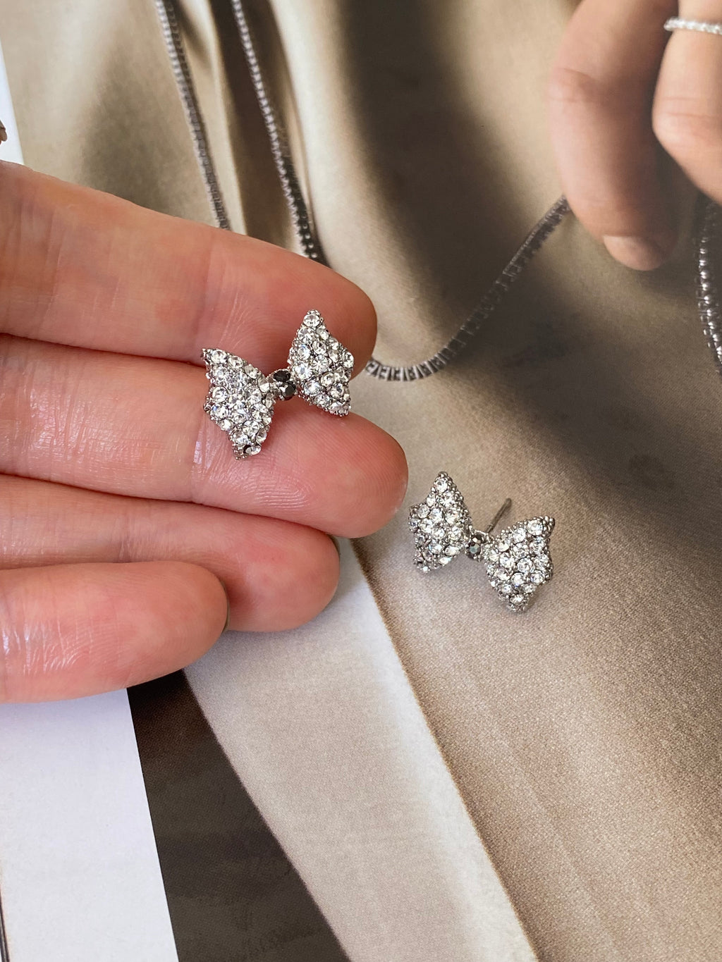 Petite Crystal Bow Stud Earrings (2 colours)