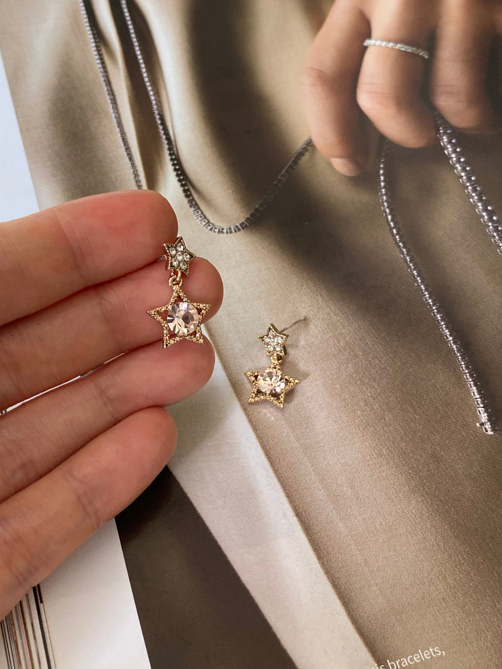 Crystal Star Drop Stud Earrings (3 colours)