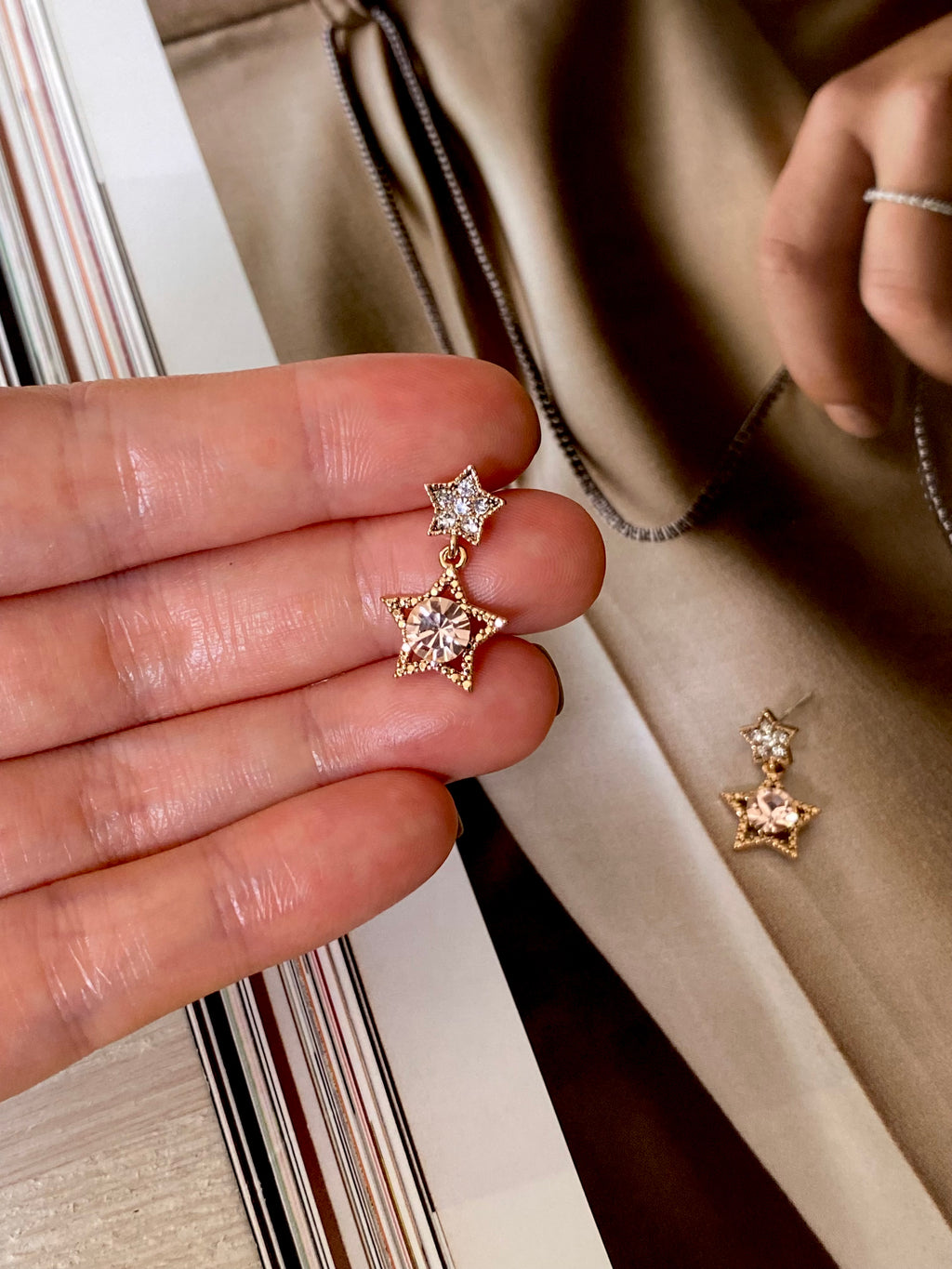 Crystal Star Drop Stud Earrings (3 colours)