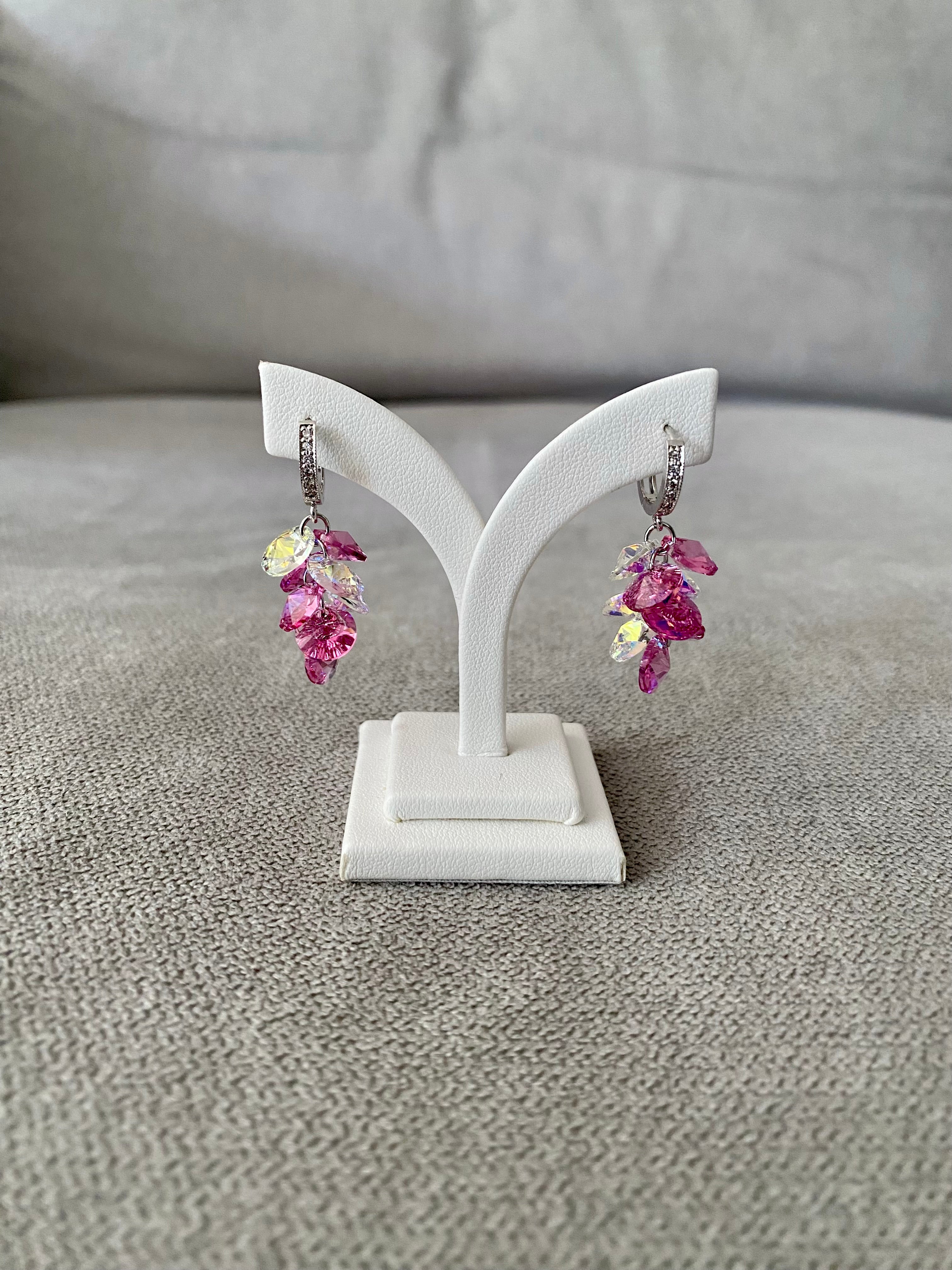 Swarovski Multi-Crystal Cluster Hoop Earrings – Aquamarine AB