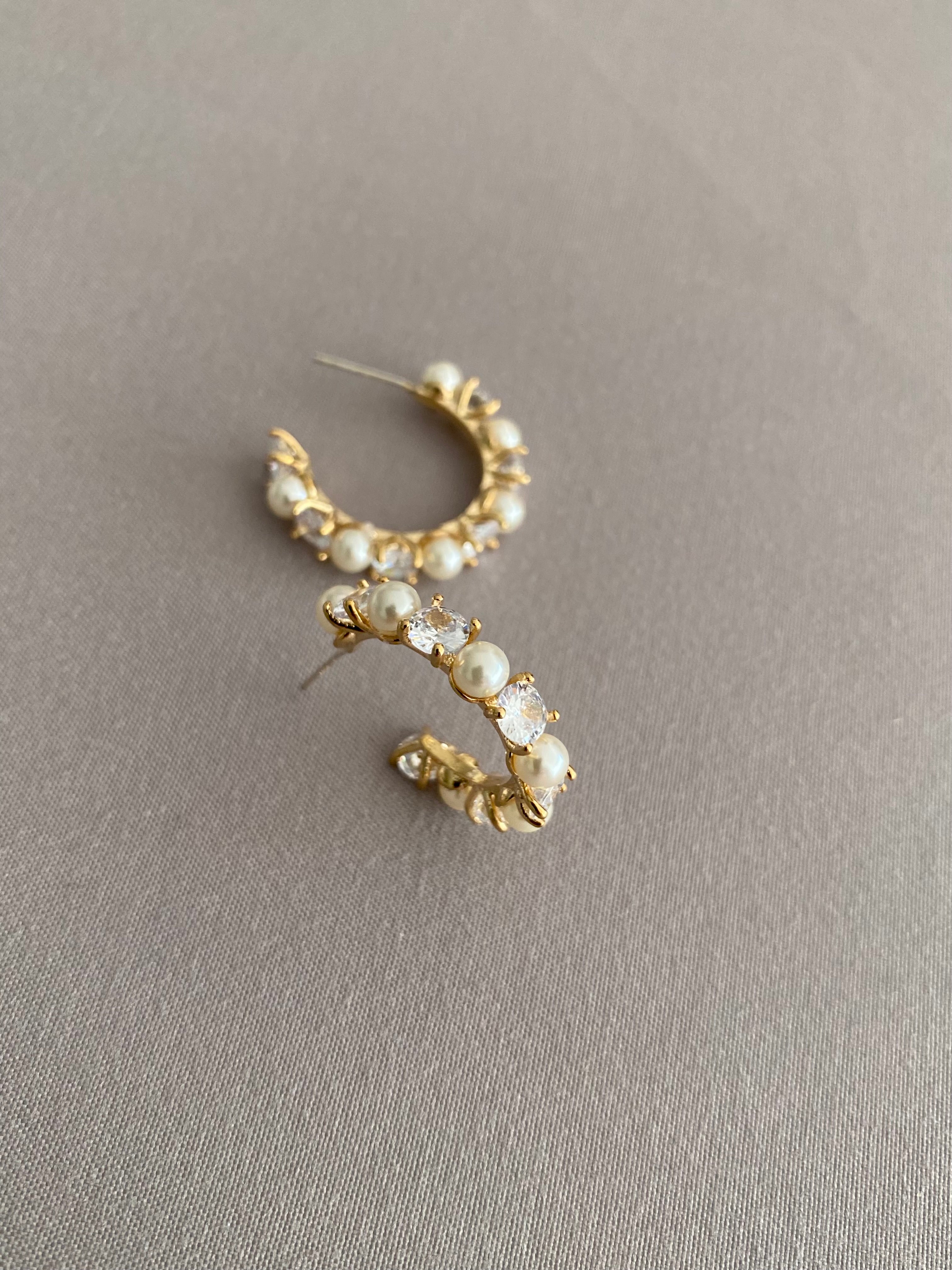 Swarovski Pearl & Crystal Hoop Earrings