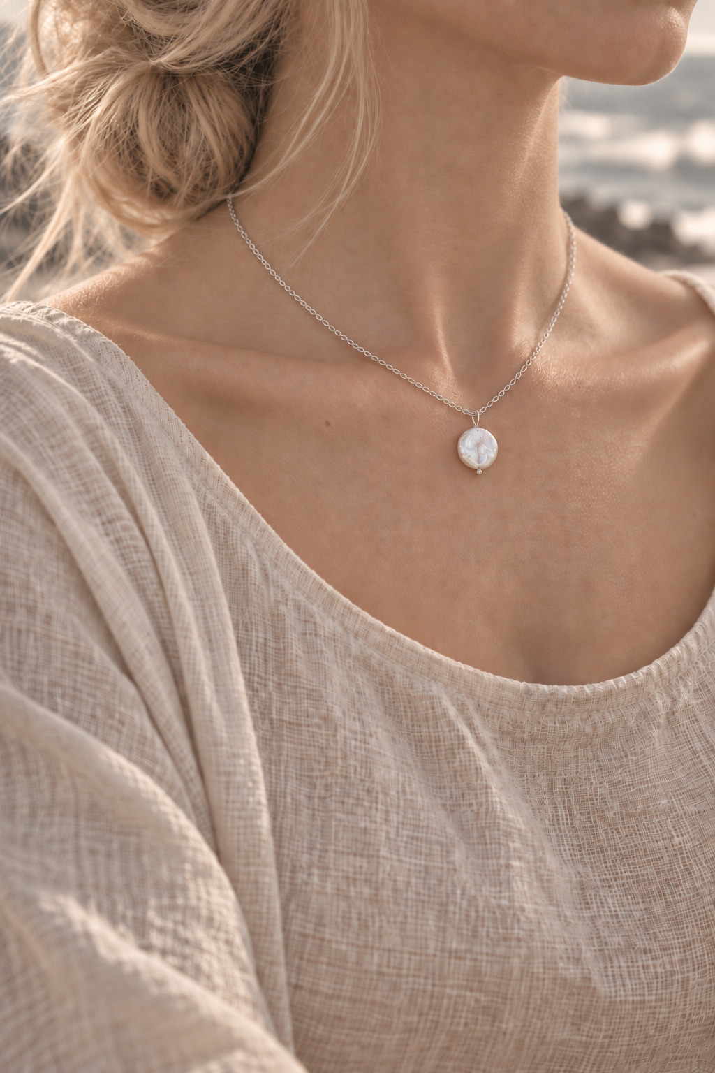 Neila Freshwater Coin Pearl Necklace - NEI01