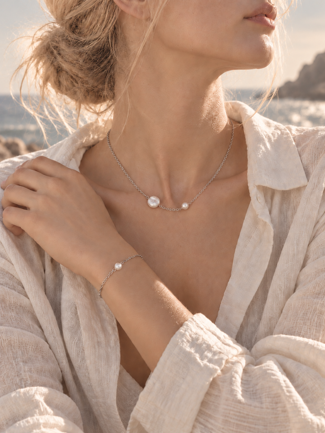 Neila Off-Centre — Freshwater Pearl Bracelet - NEI03B