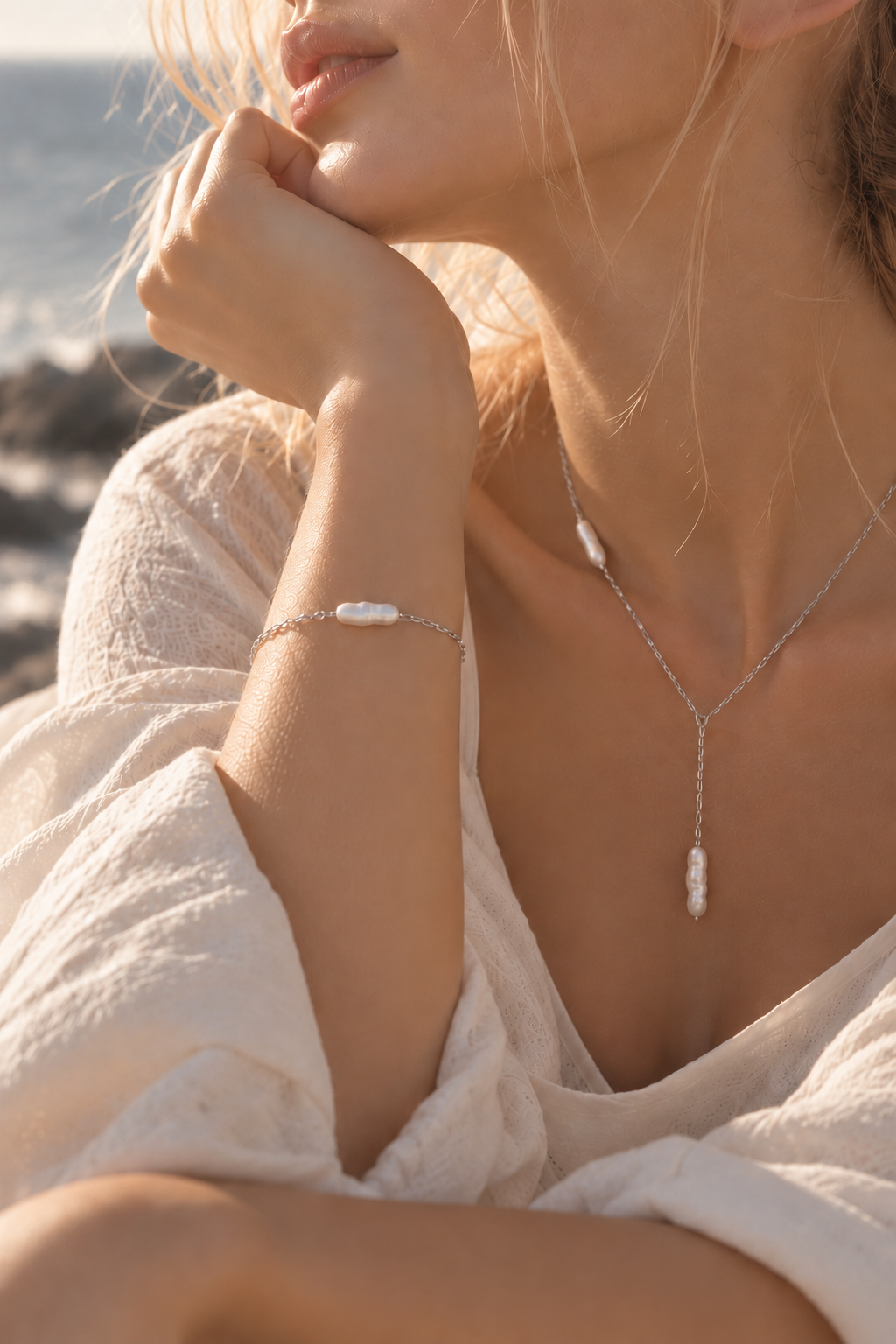 Neila Falling Light — Freshwater Biwa Pearl Bracelet