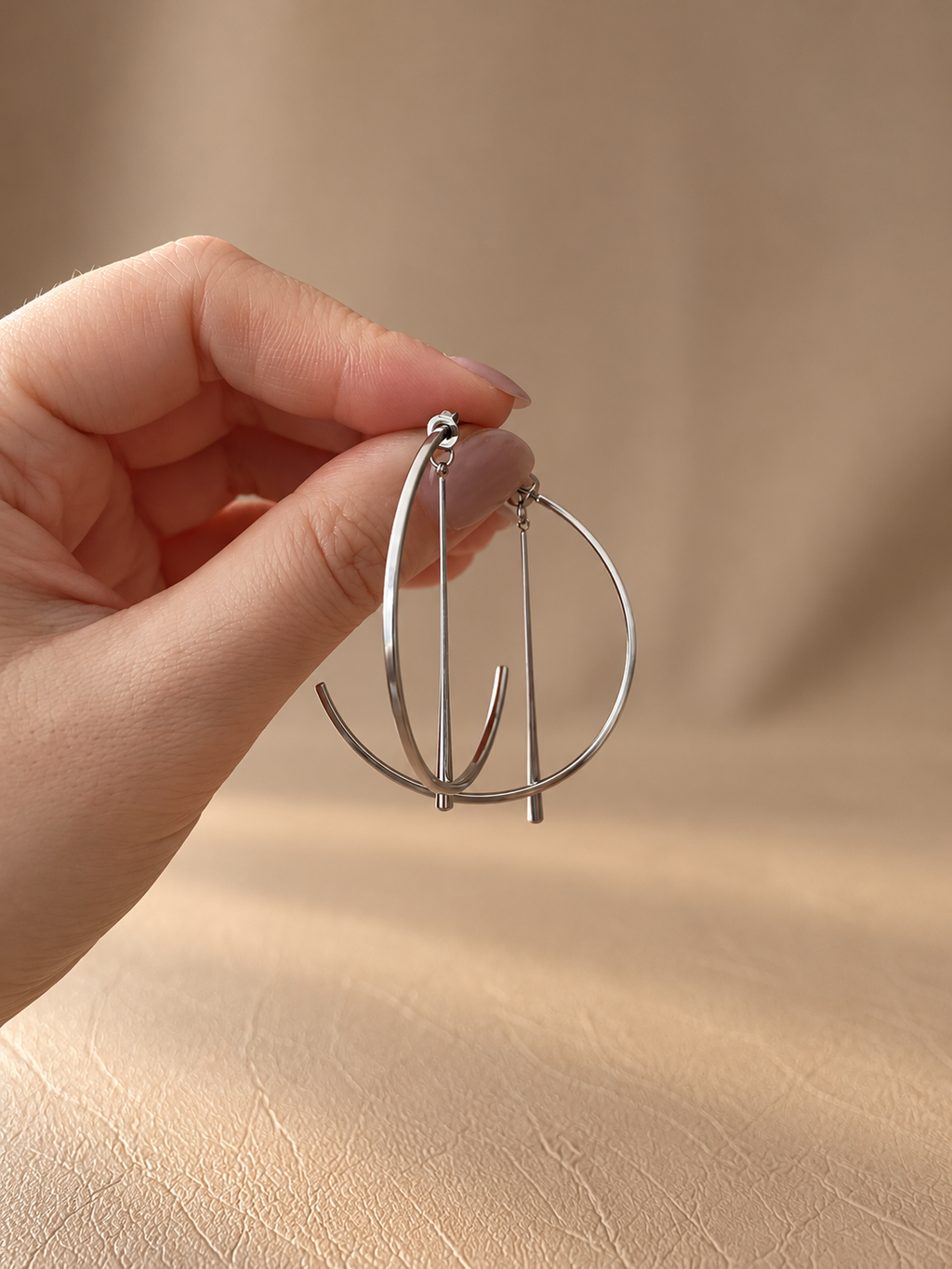 Geometric Open Hoop Earrings - ARE11