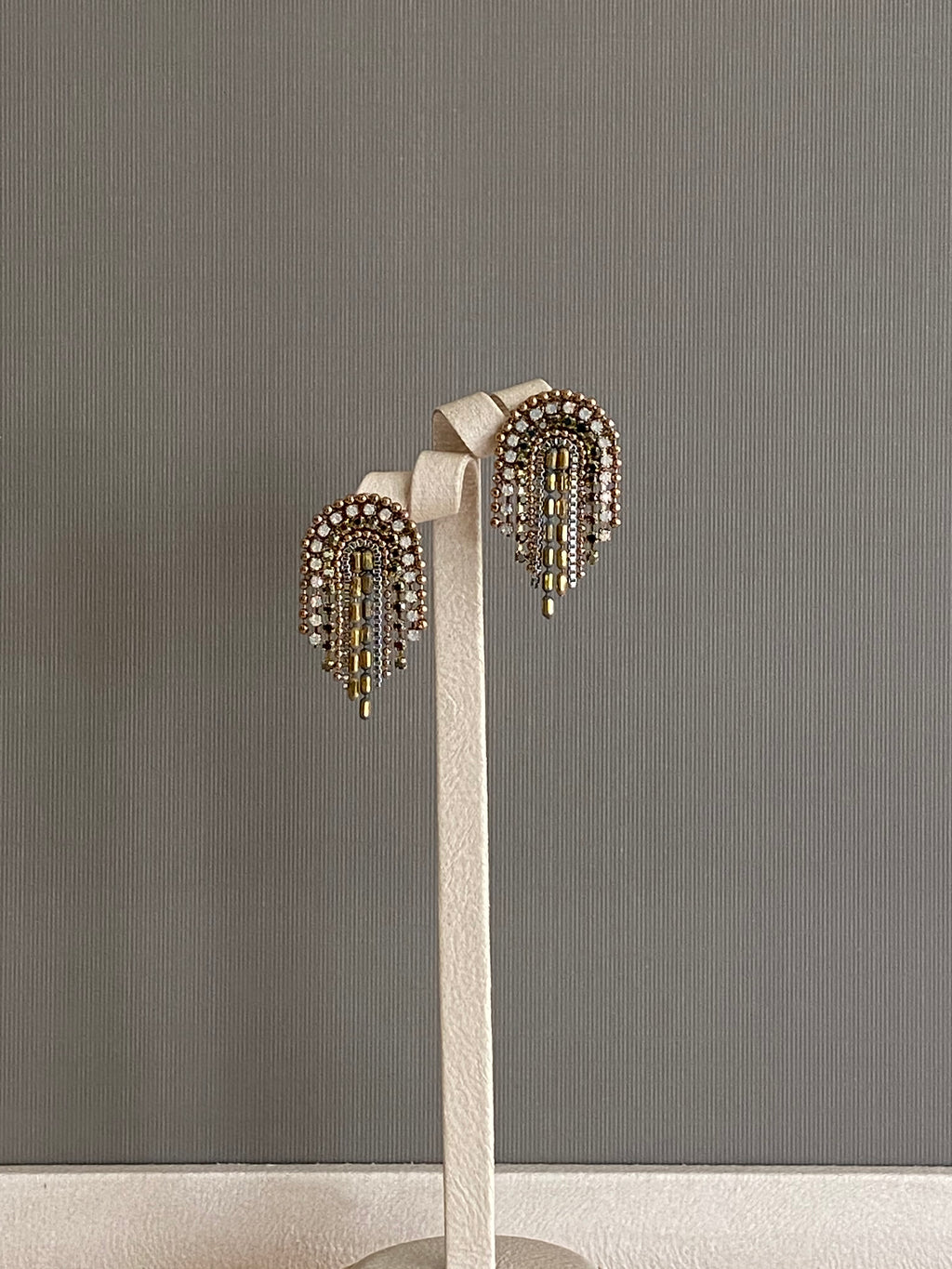 Beaded Arch Drape Stud Earrings